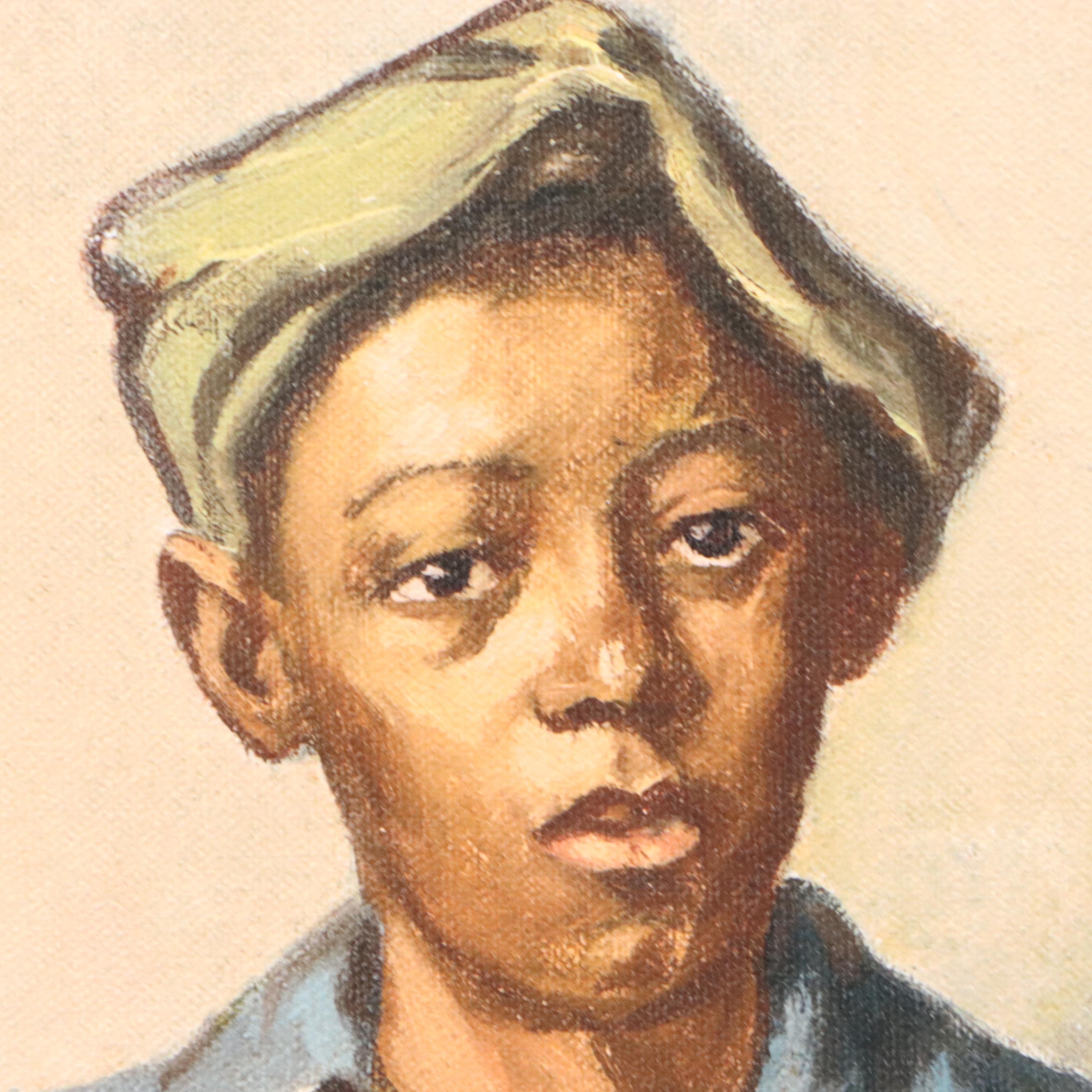 Giclée After Leon Lippert of Boy with Puppies, 21st Century