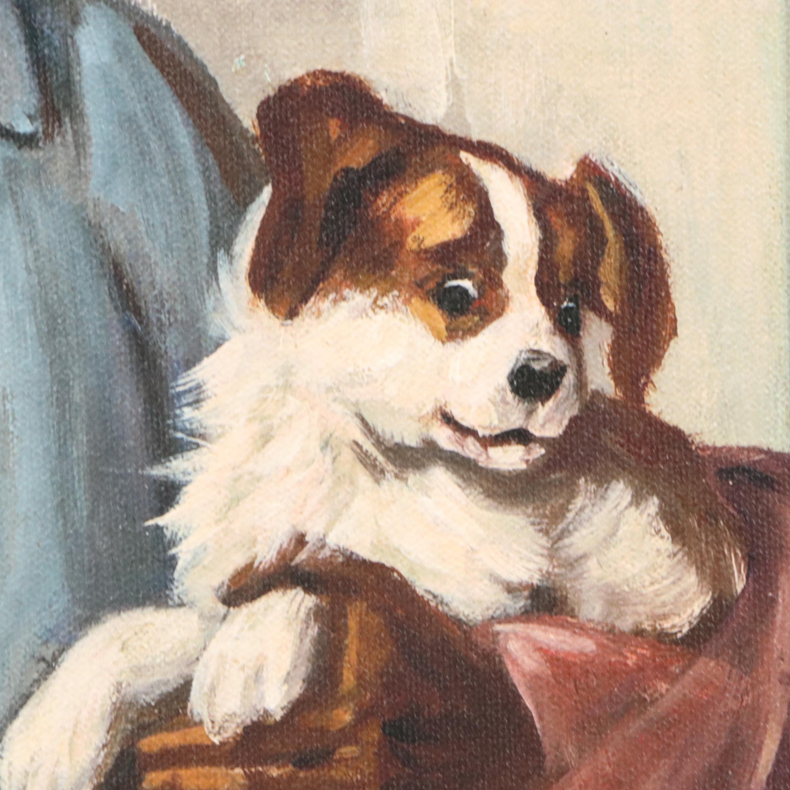 Giclée After Leon Lippert of Boy with Puppies, 21st Century