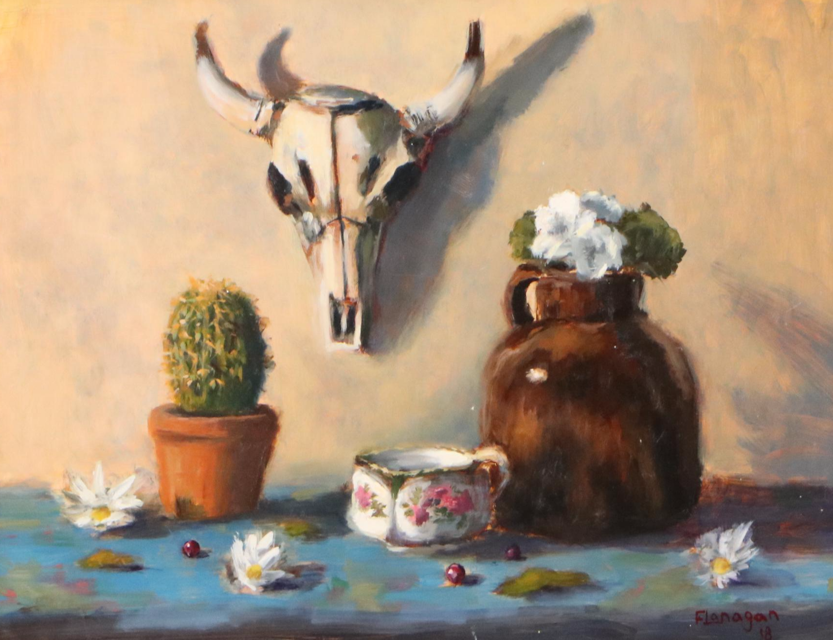 Nate Flanagan Oil Painting "Skull Still Life," 2018