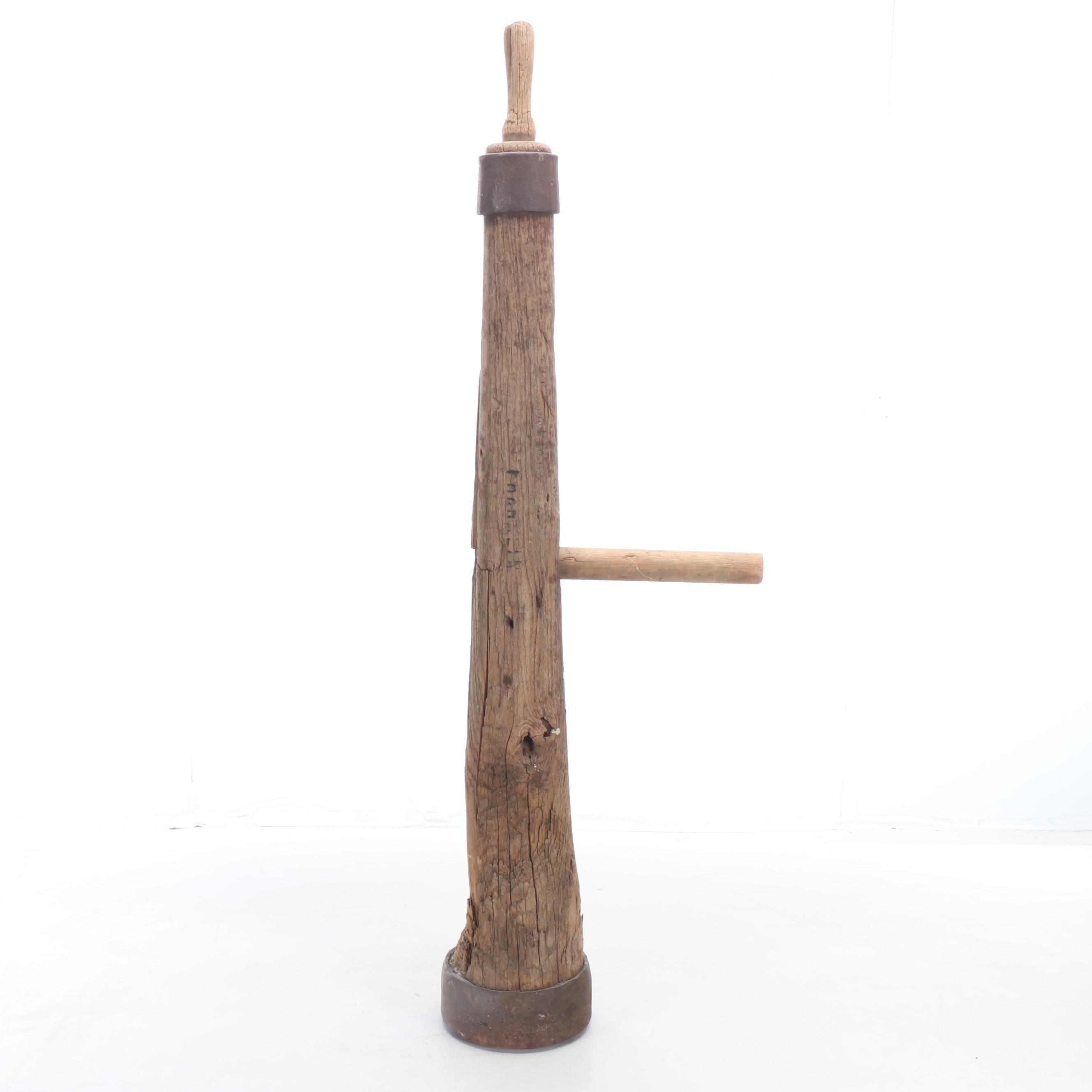 Antique Franklin Wood and Metal Fireman's Battering Ram