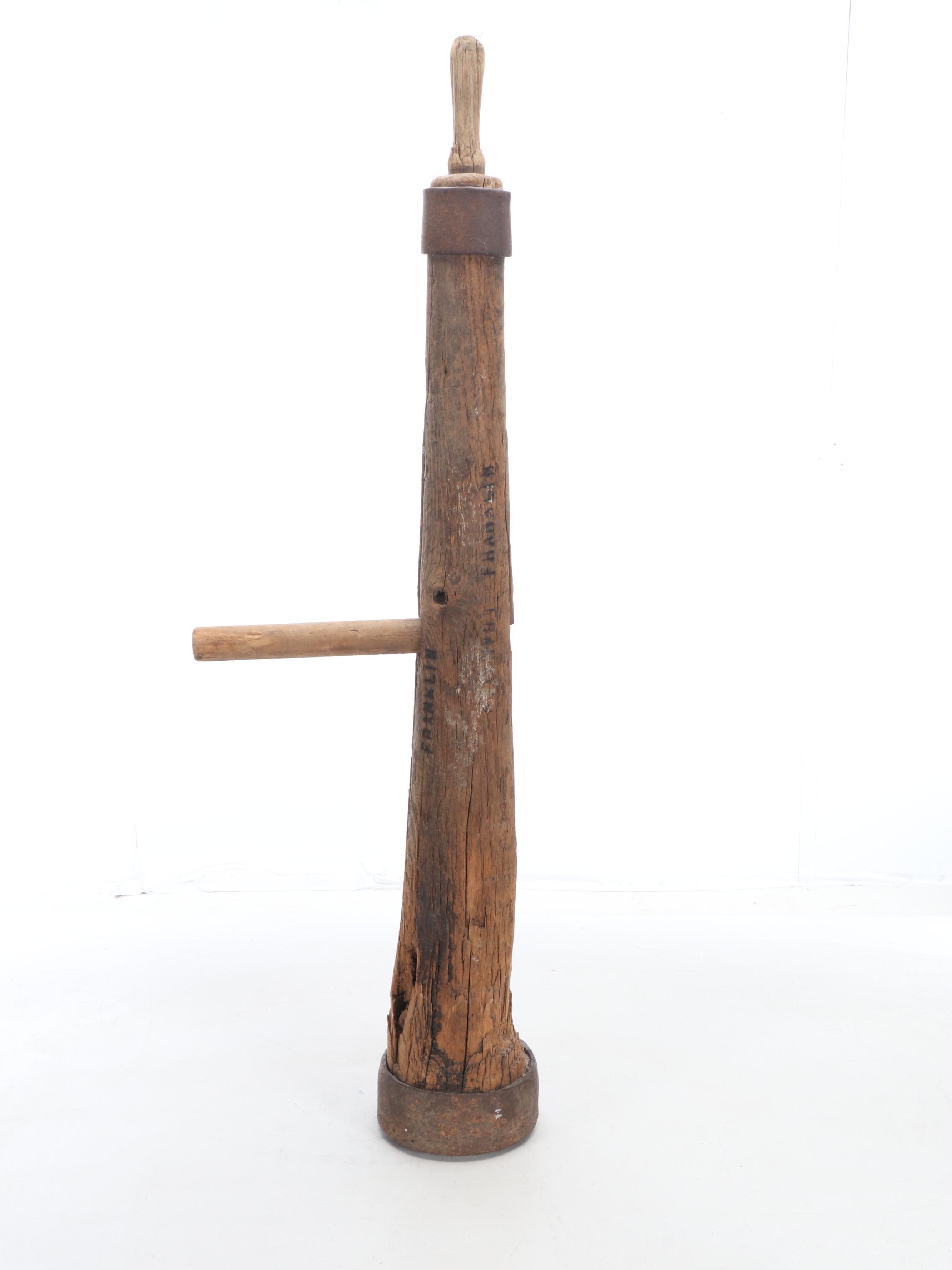 Antique Franklin Wood and Metal Fireman's Battering Ram