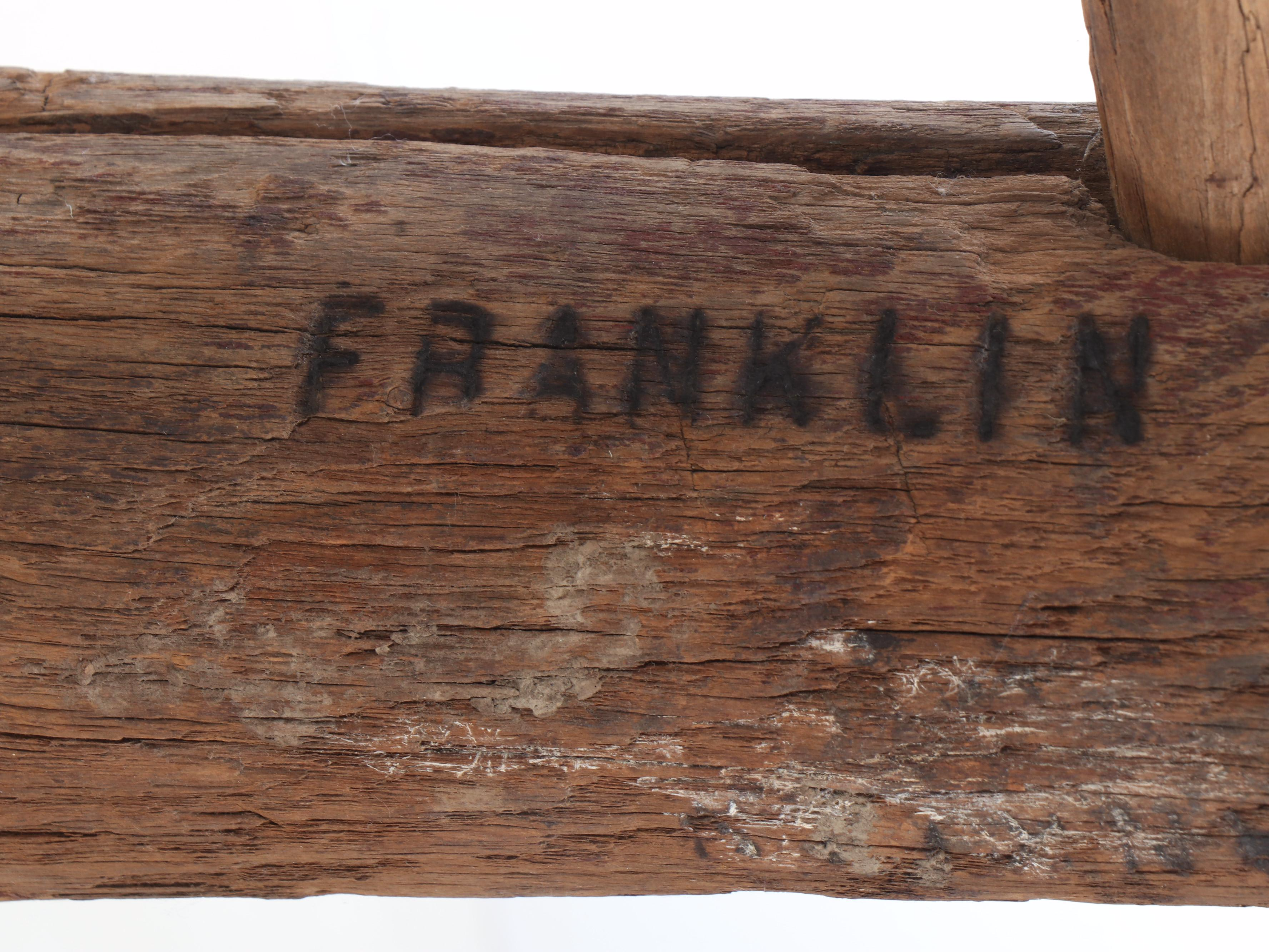 Antique Franklin Wood and Metal Fireman's Battering Ram