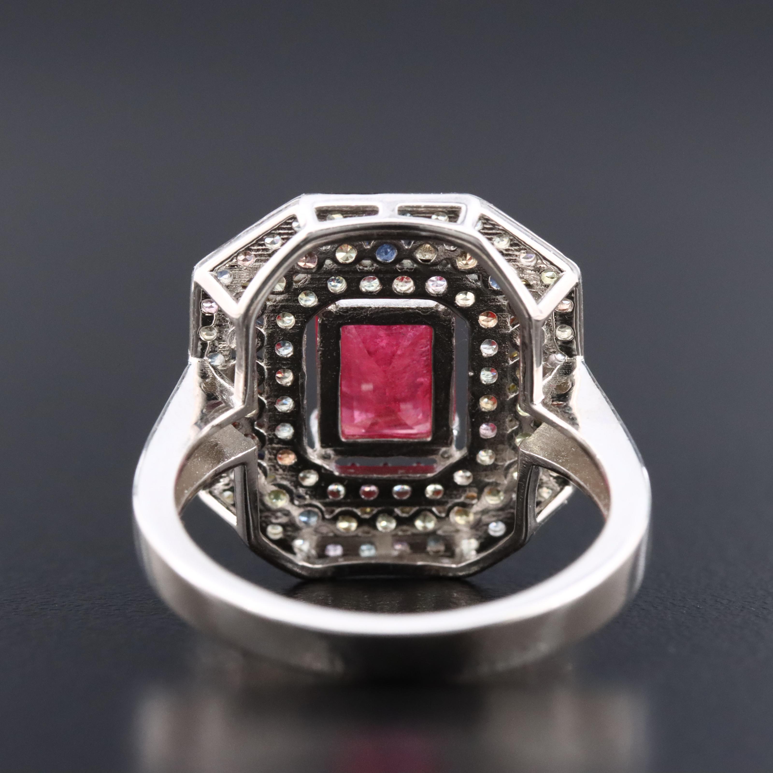 Sterling Ruby and Multicolored Sapphire Ring
