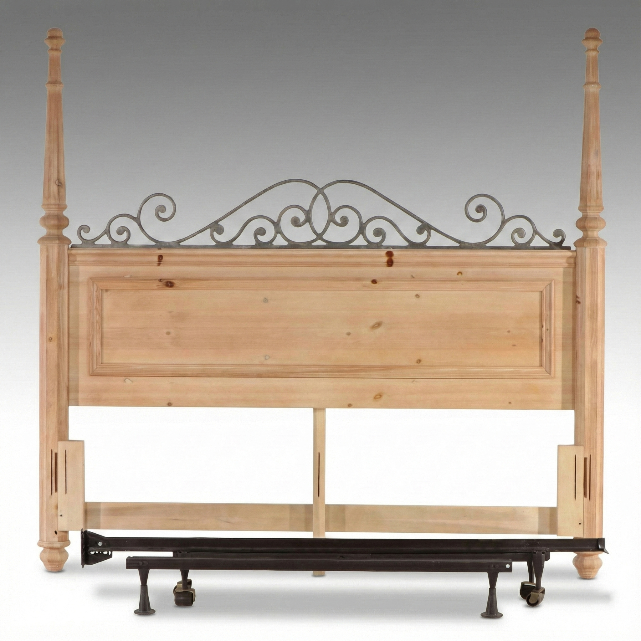 Pulaski Furniture Pine Headboard with Scrolled Metal Accent