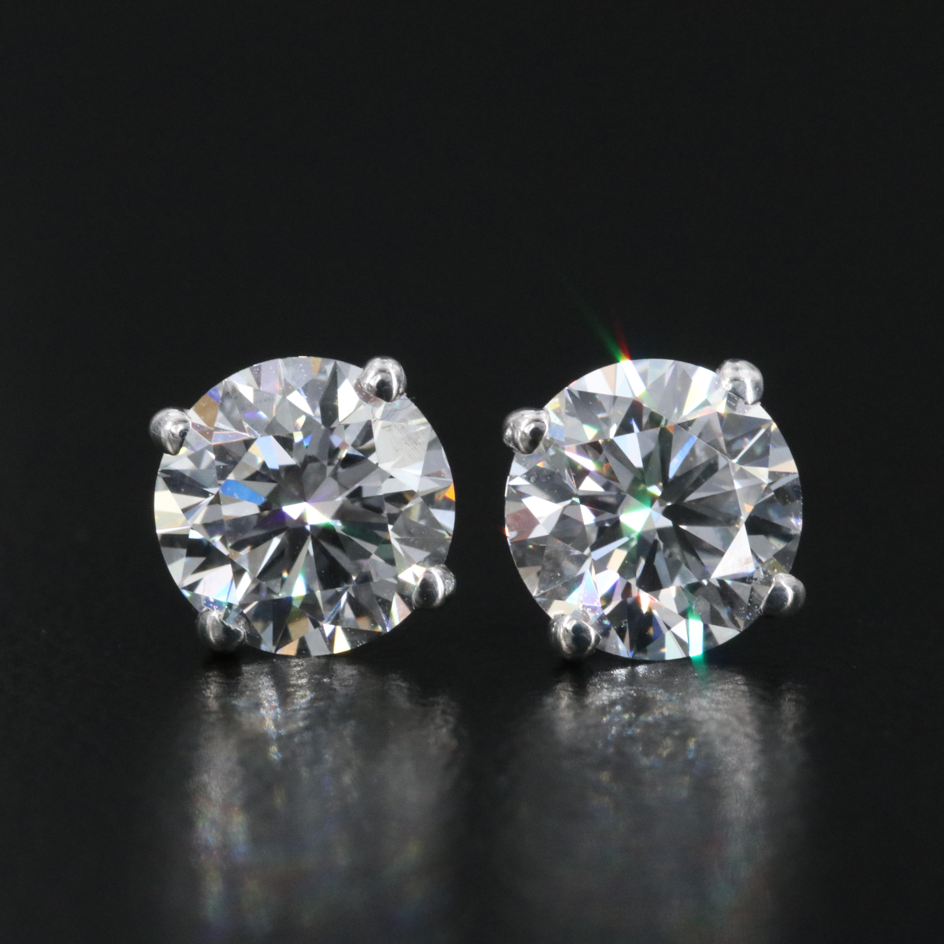 14K 2.07 CTW Internally Flawless Lab Grown Diamond Stud Earrings w/ IGI Reports