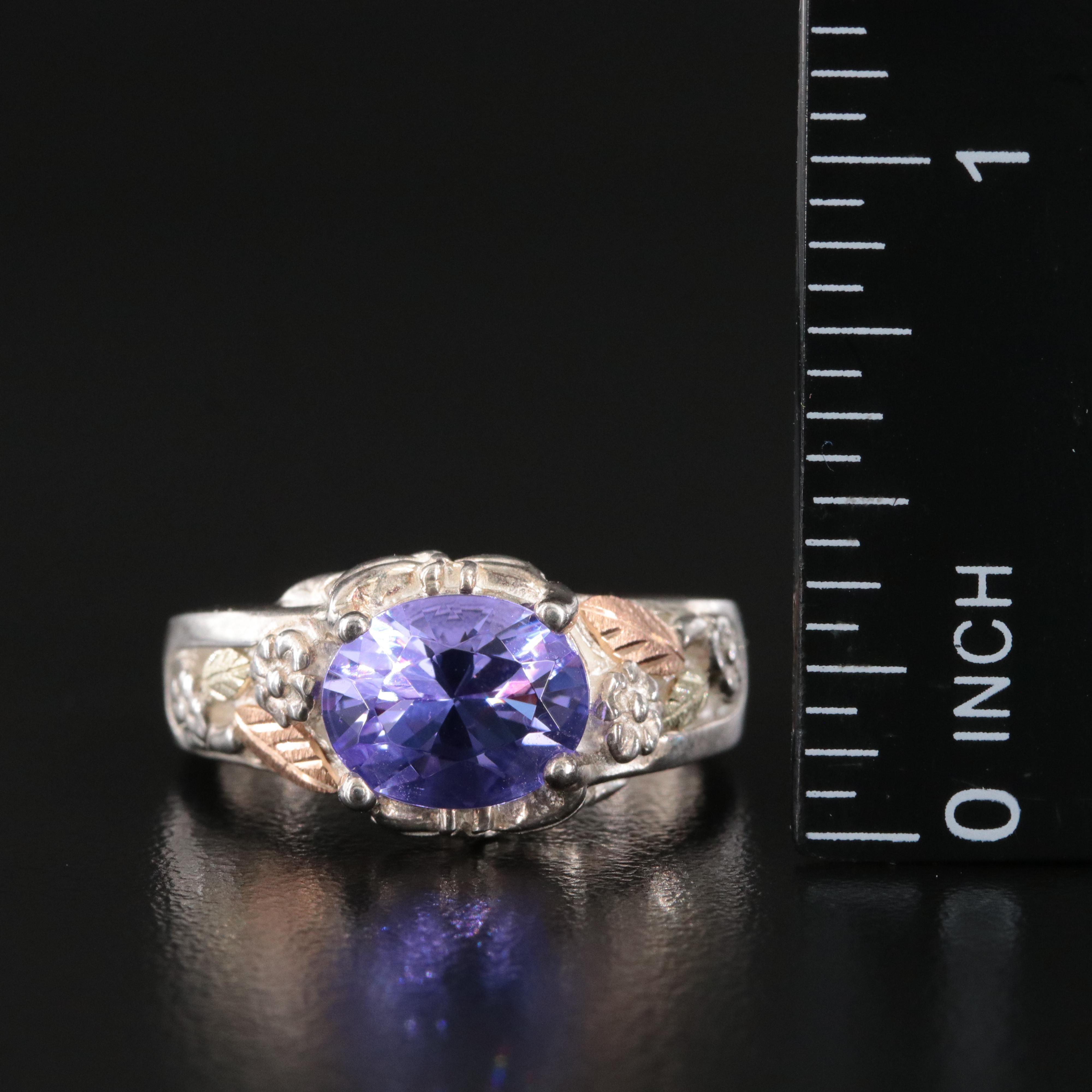 Coleman Co. Black Hills Gold Sterling CZ Ring with 12K Tri-Color Accents