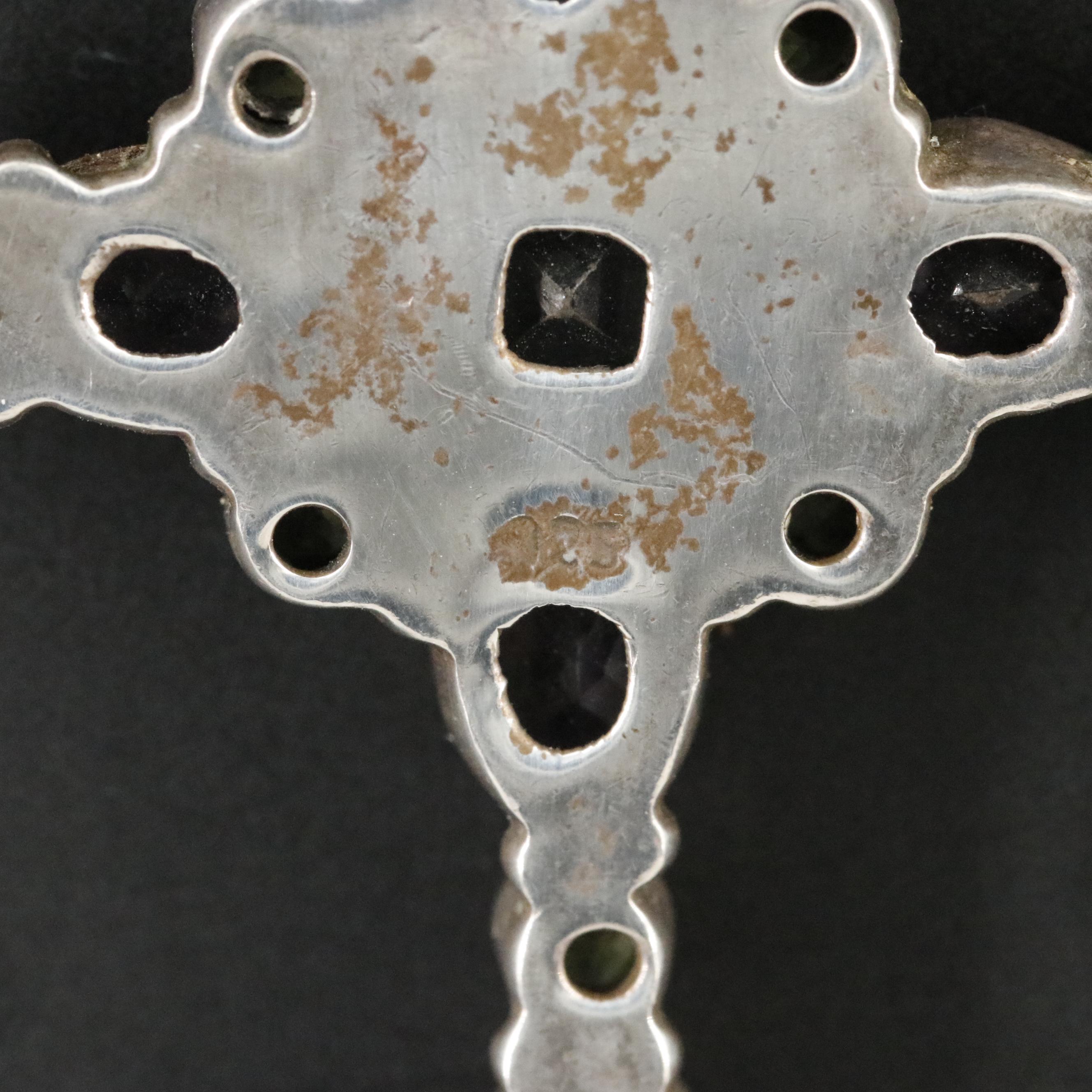 Sterling Blue Topaz, Amethyst and Peridot Cross Pendant