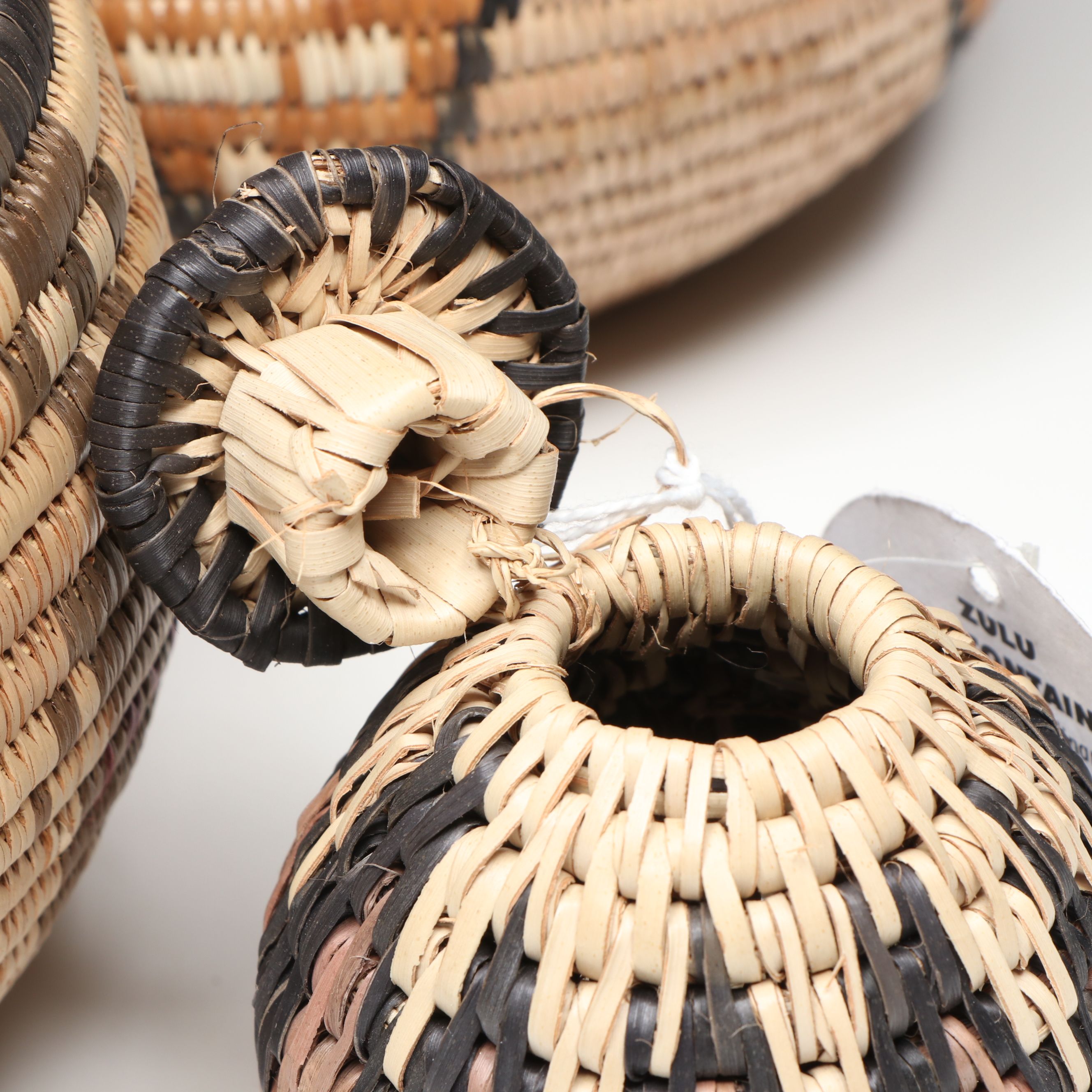 Thembani Mkhwunal Zulu Ukhamba Style, Nut Bowl and Herb Container Baskets