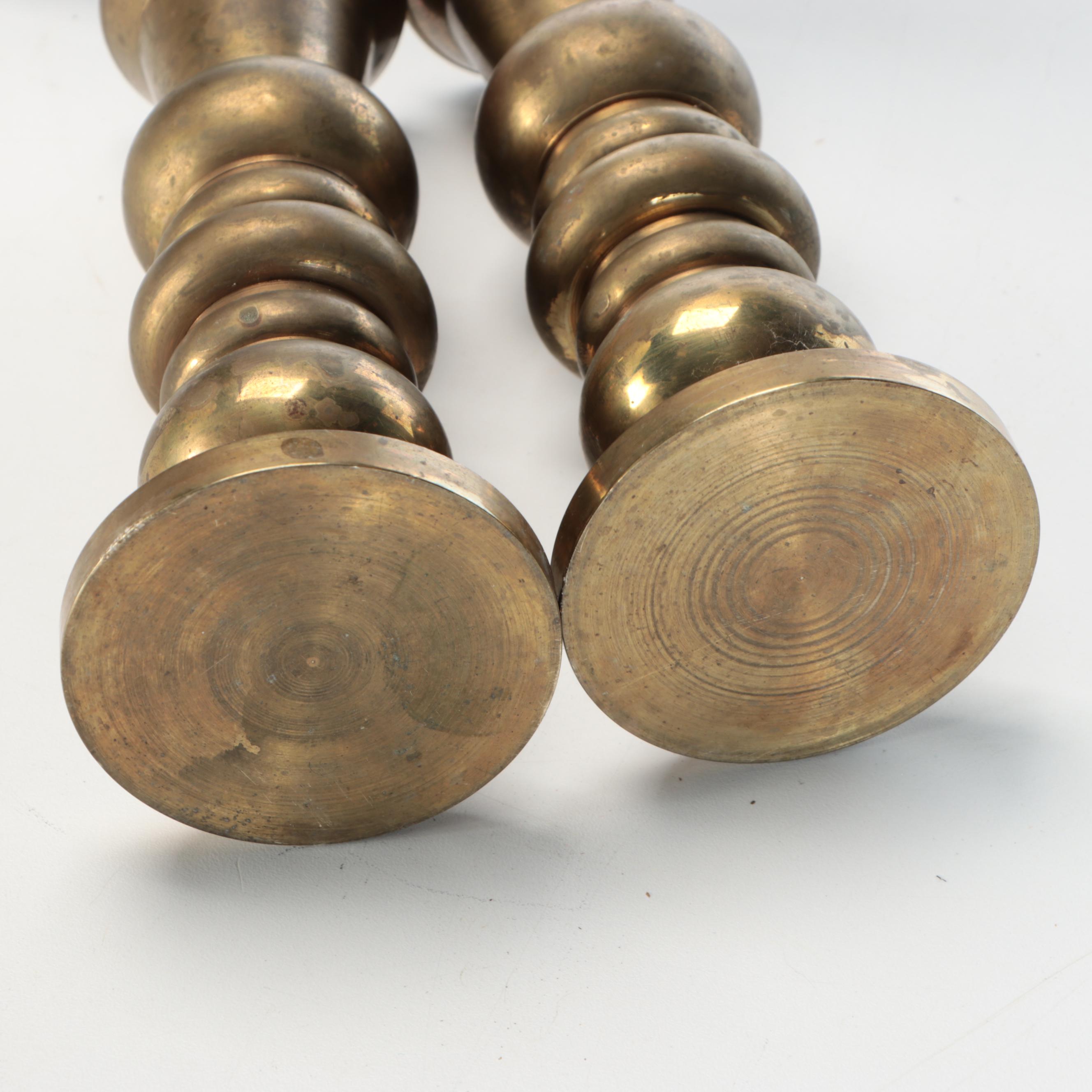 Converted Brass Oil Lamp and Candlesticks with Hand-Painted Tole Tray