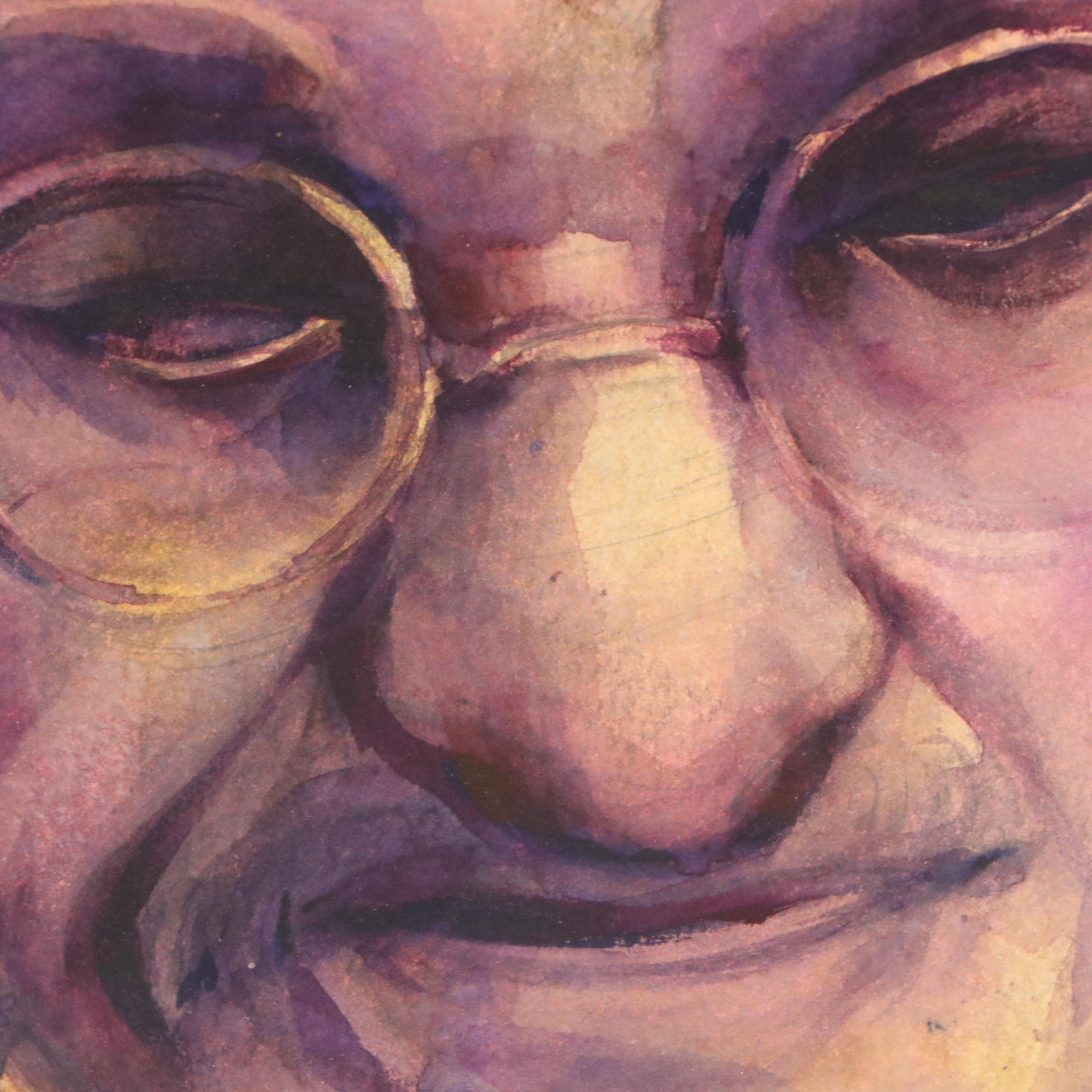 Chandan Pramanik Watercolor Painting "Gandhi Closeup," 2020