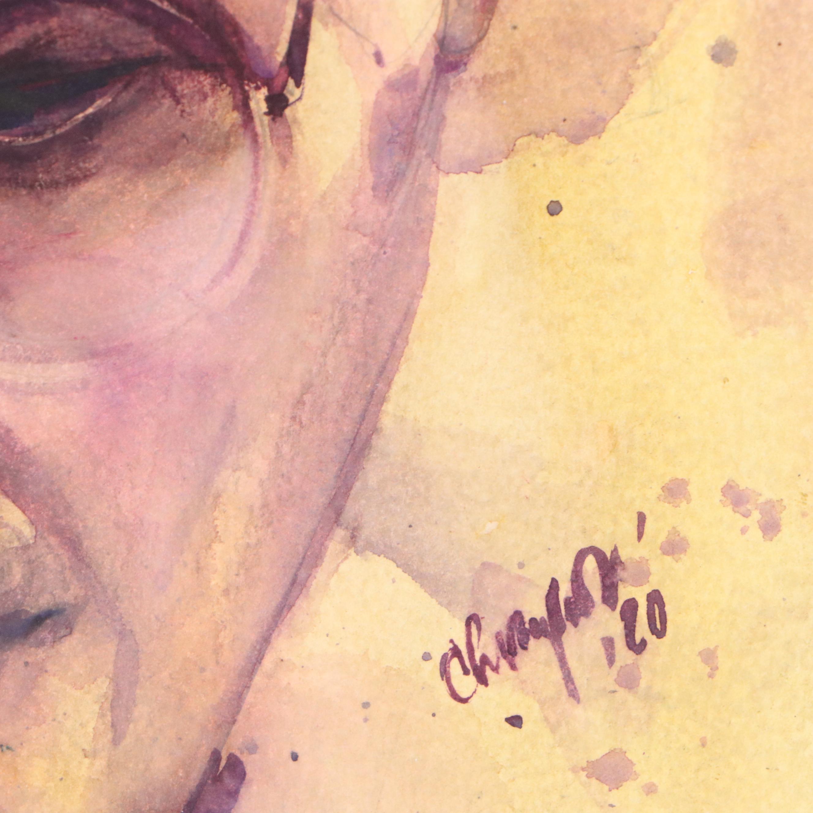 Chandan Pramanik Watercolor Painting "Gandhi Closeup," 2020
