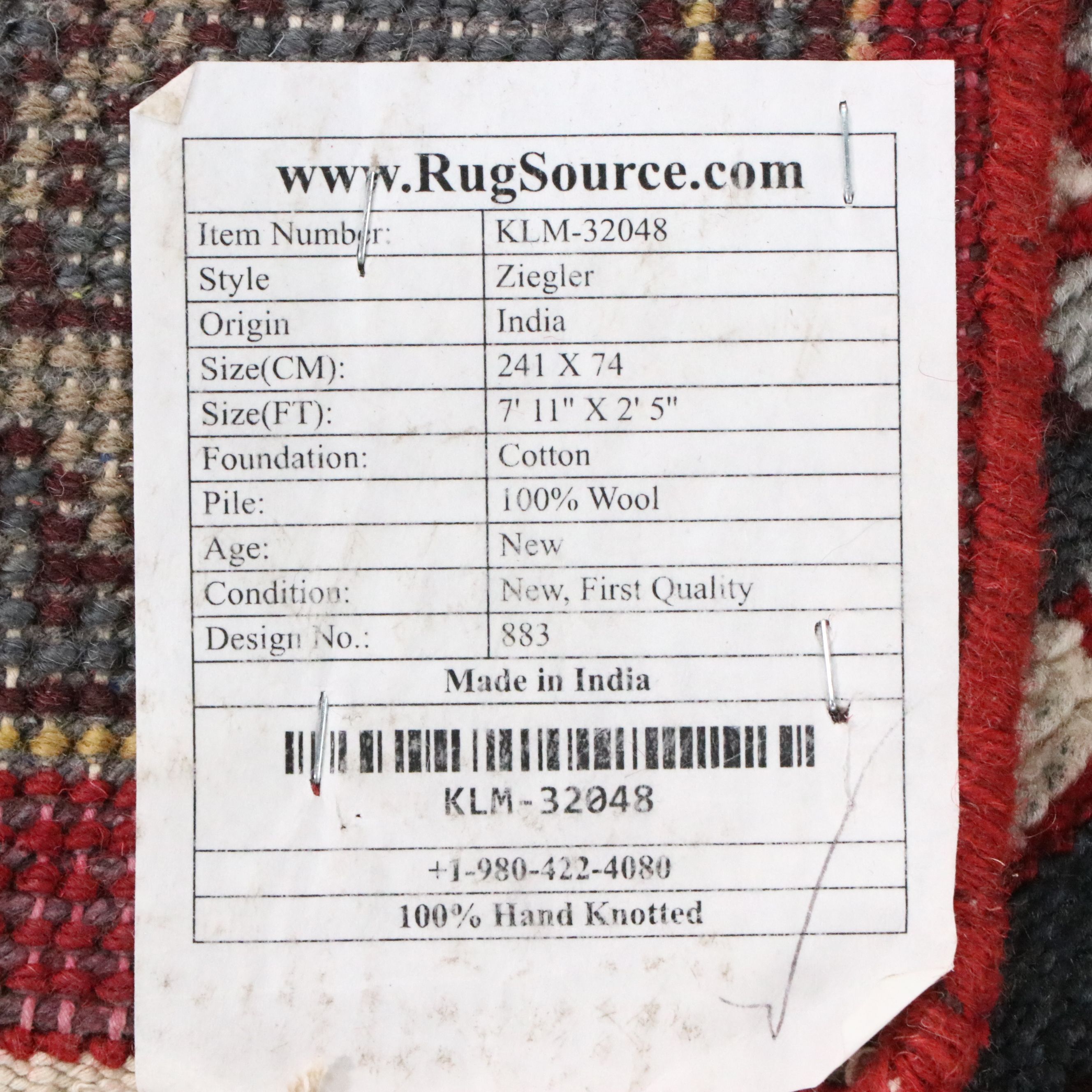 2'5 x 8' Hand-Knotted Indo-Persian Ziegler Pictorial Carpet Runner