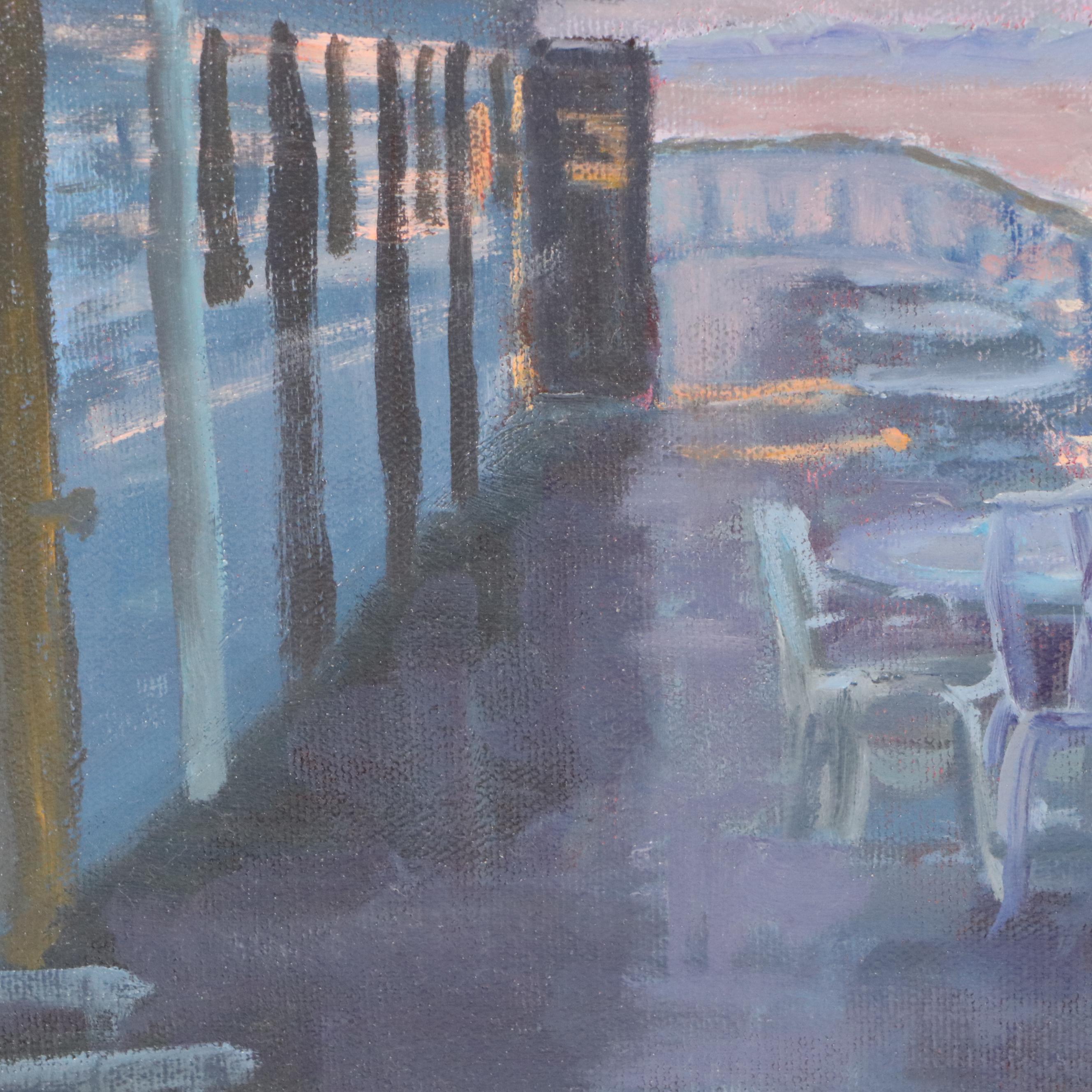 Roger Heuck Oil Painting "Delta Queen Sunset," Late 20th Century