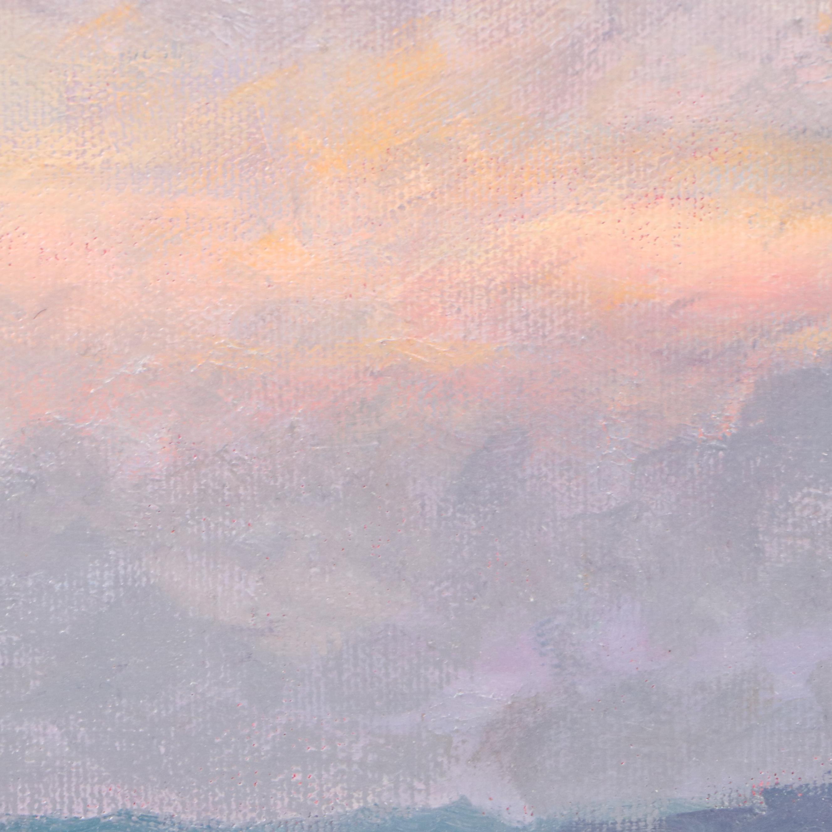 Roger Heuck Oil Painting "Delta Queen Sunset," Late 20th Century