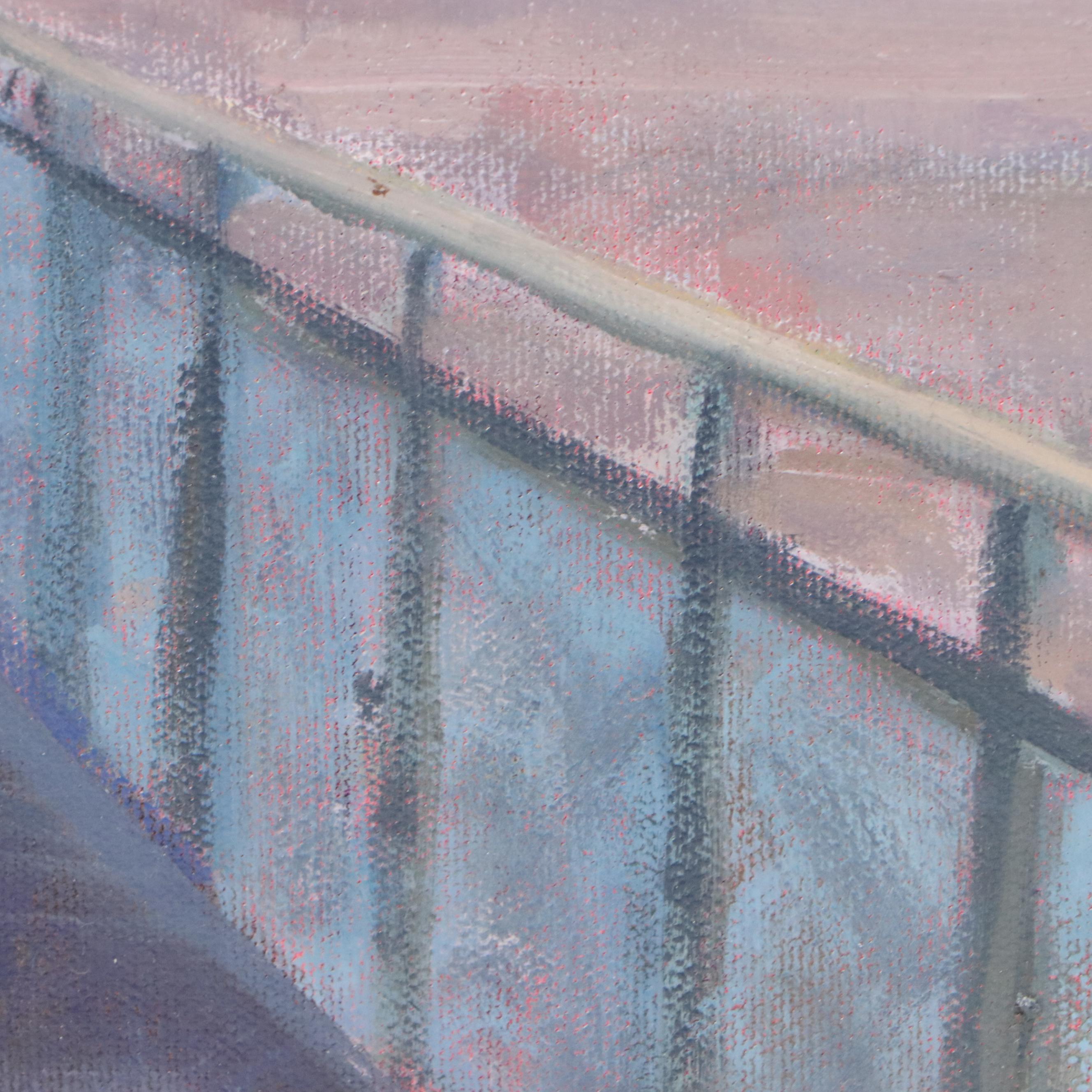 Roger Heuck Oil Painting "Delta Queen Sunset," Late 20th Century