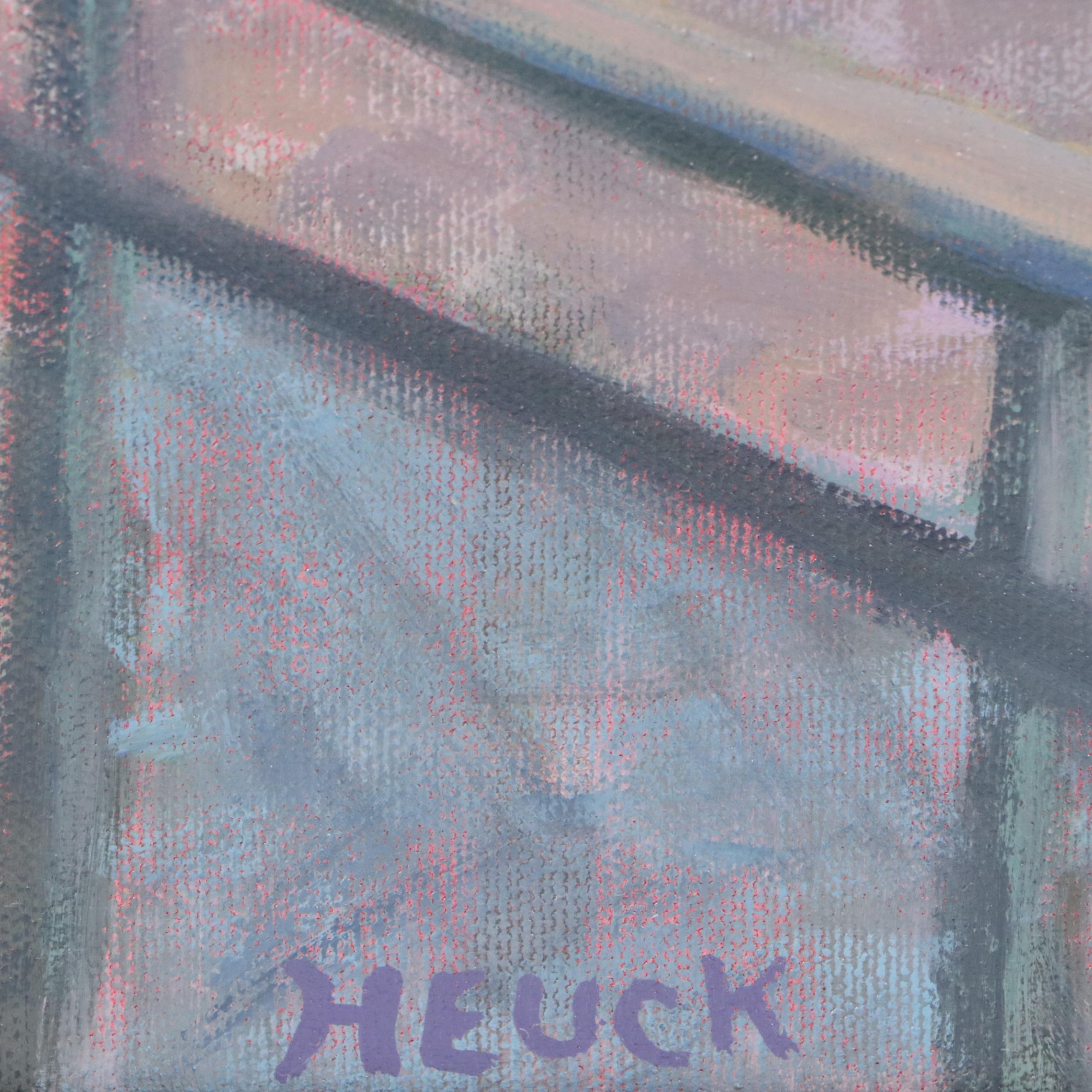 Roger Heuck Oil Painting "Delta Queen Sunset," Late 20th Century