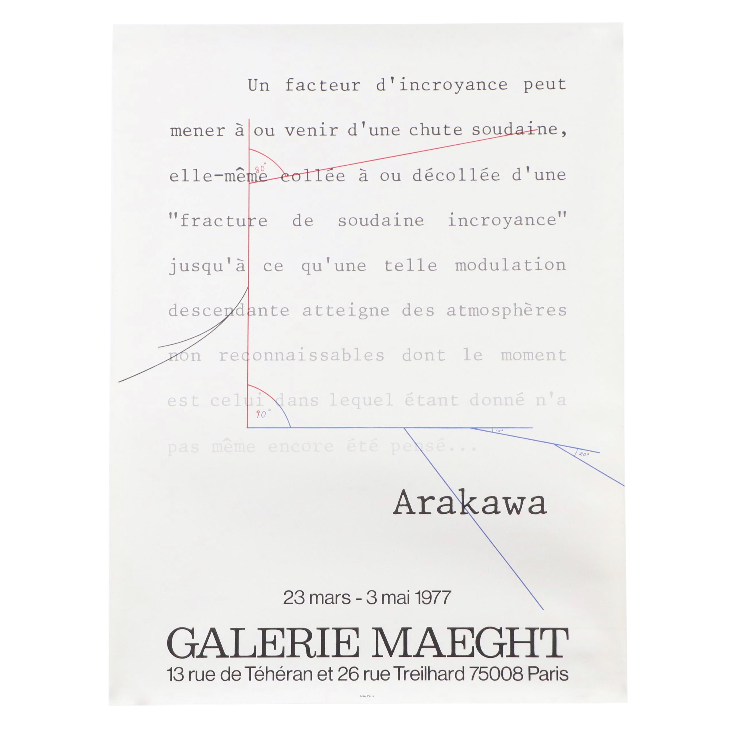 Galerie Maeght Shusaku Arakawa Lithograph Poster, 1977