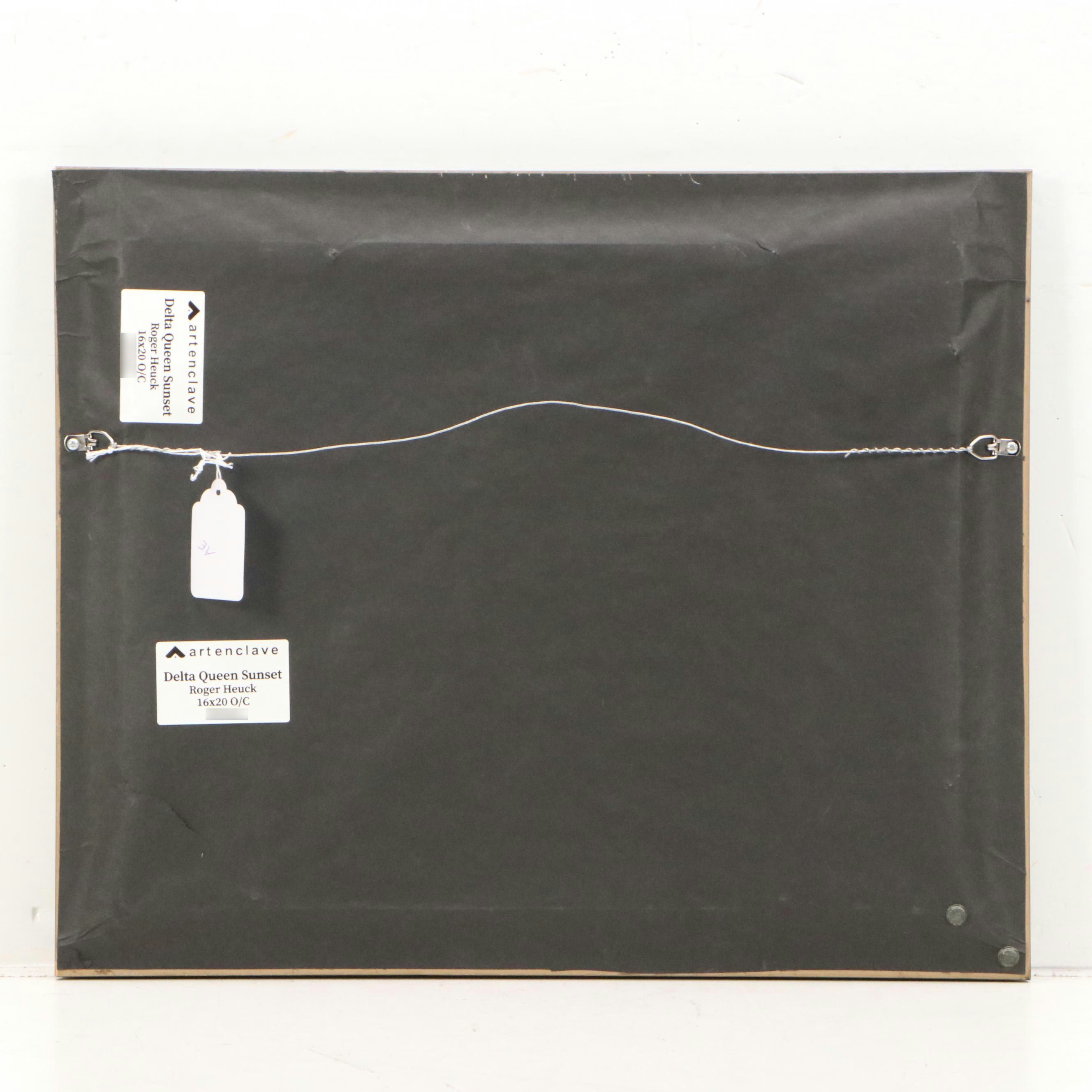 Roger Heuck Oil Painting "Delta Queen Sunset," Late 20th Century