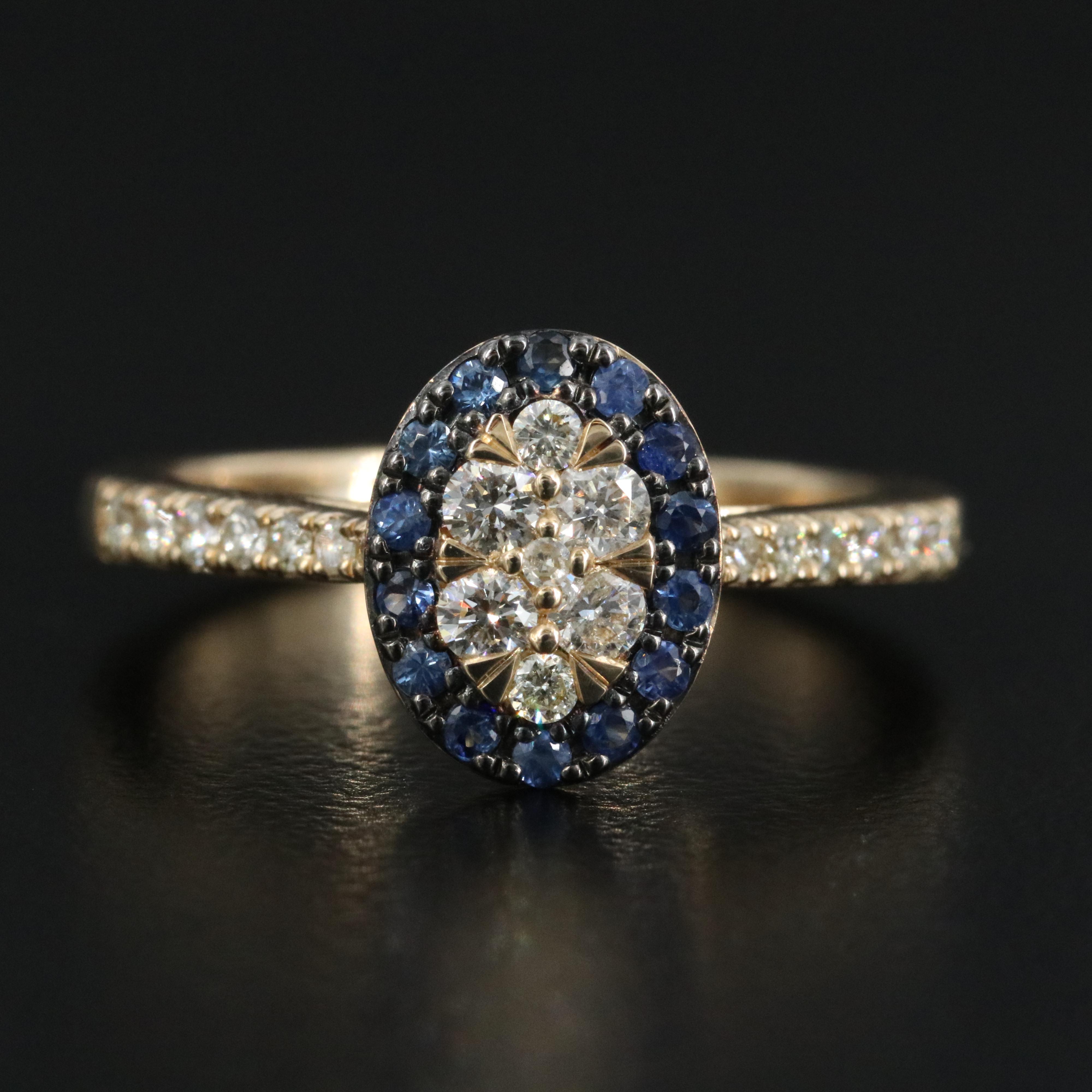 14K Diamond and Sapphire Ring