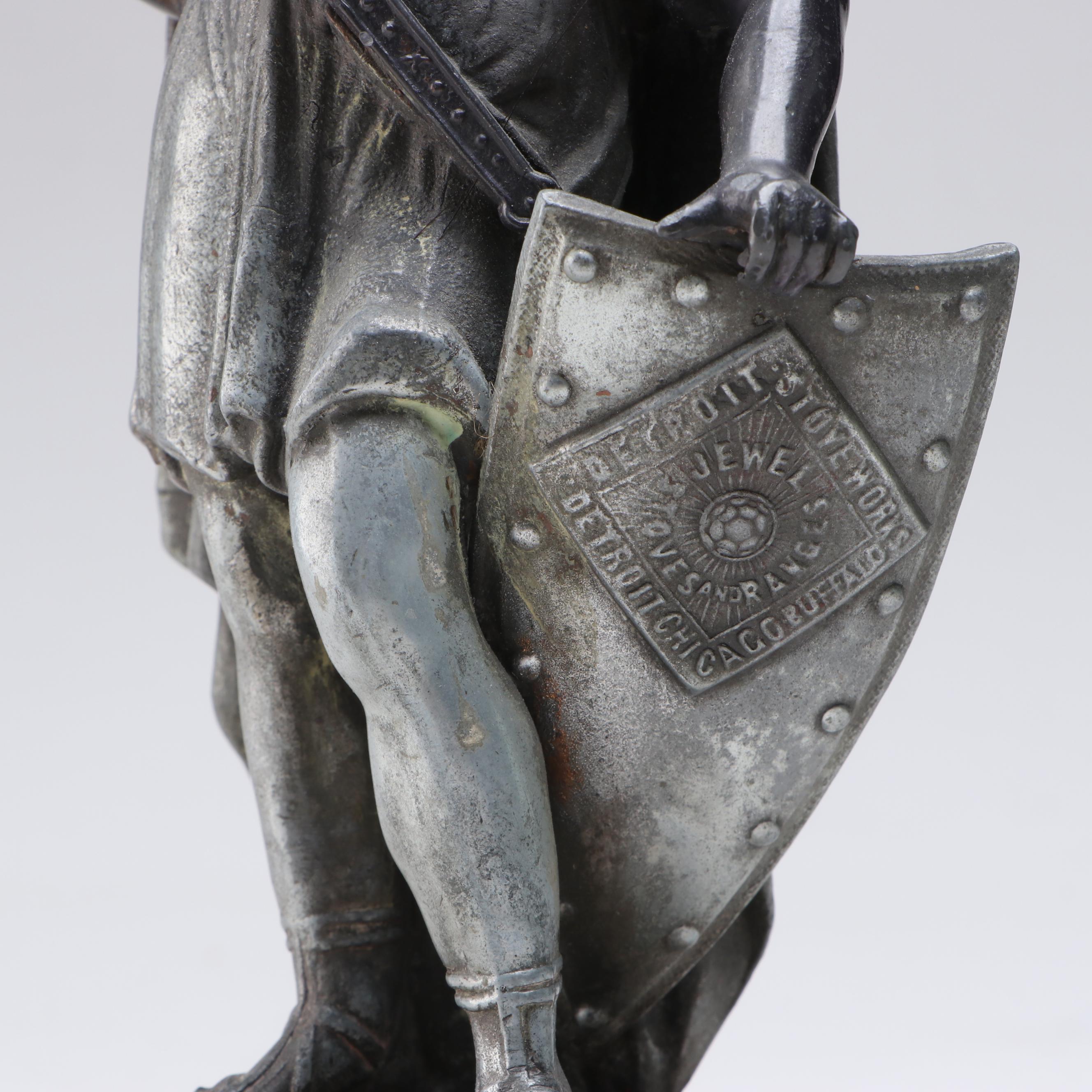 Detroit Stove Works "Jewel Shield" Metal Cavalier Figurine