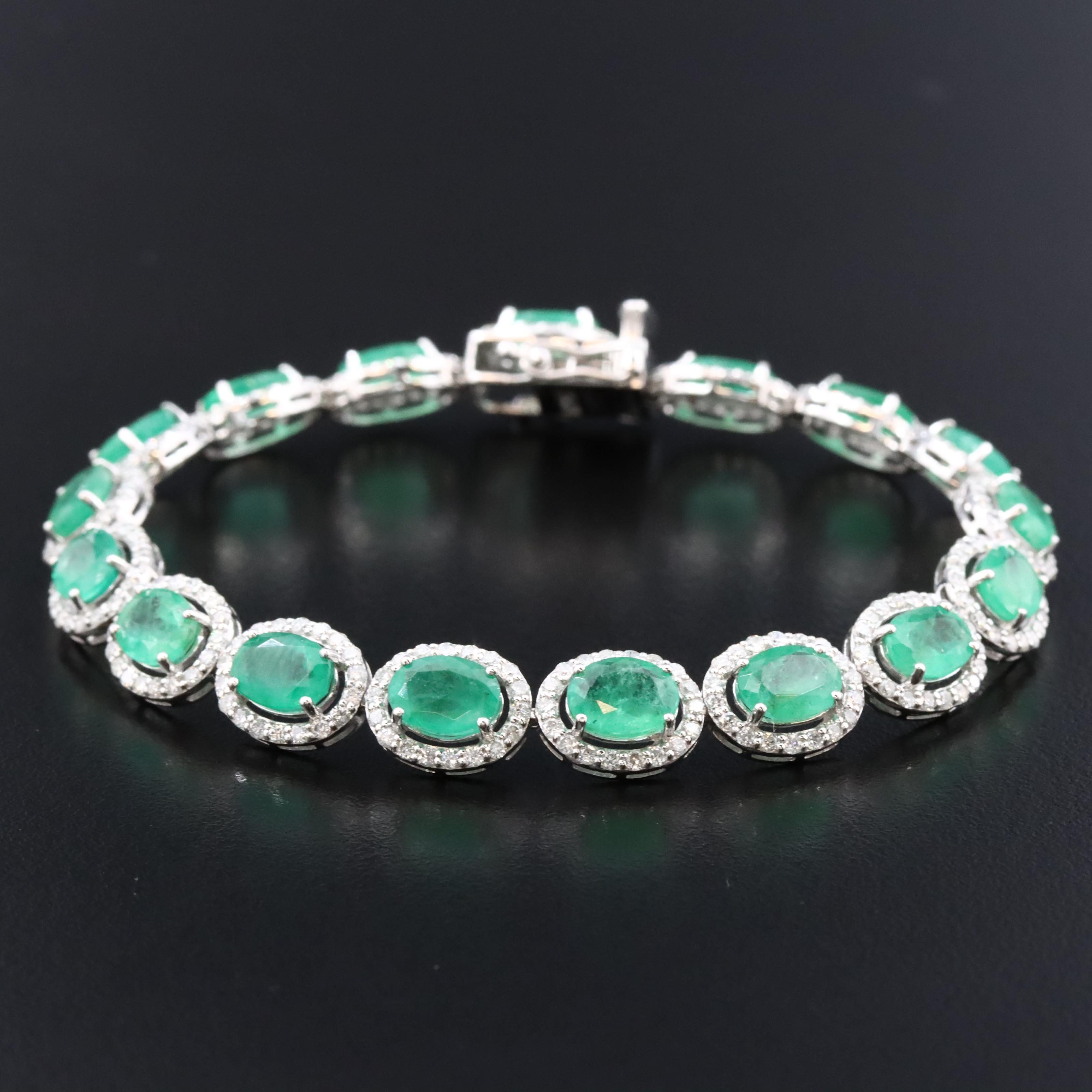 Oscar Friedman Platinum Emerald and Diamond Bracelet