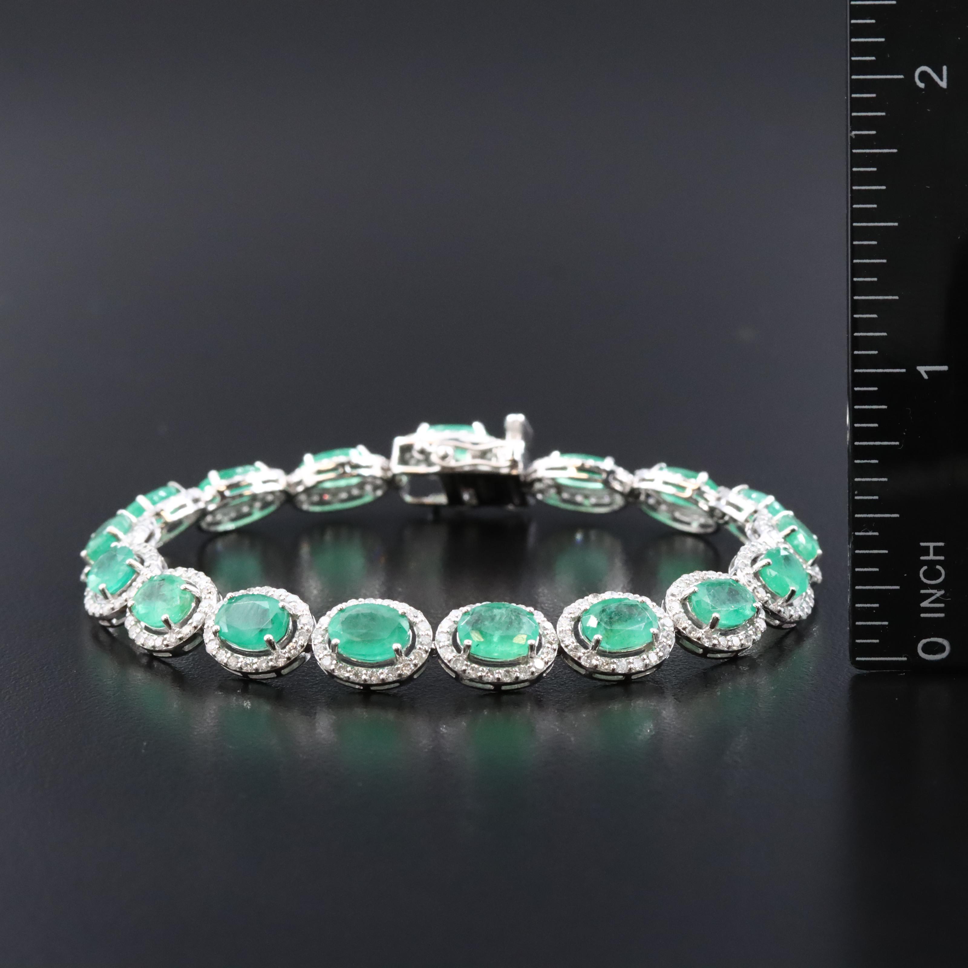 Oscar Friedman Platinum Emerald and Diamond Bracelet