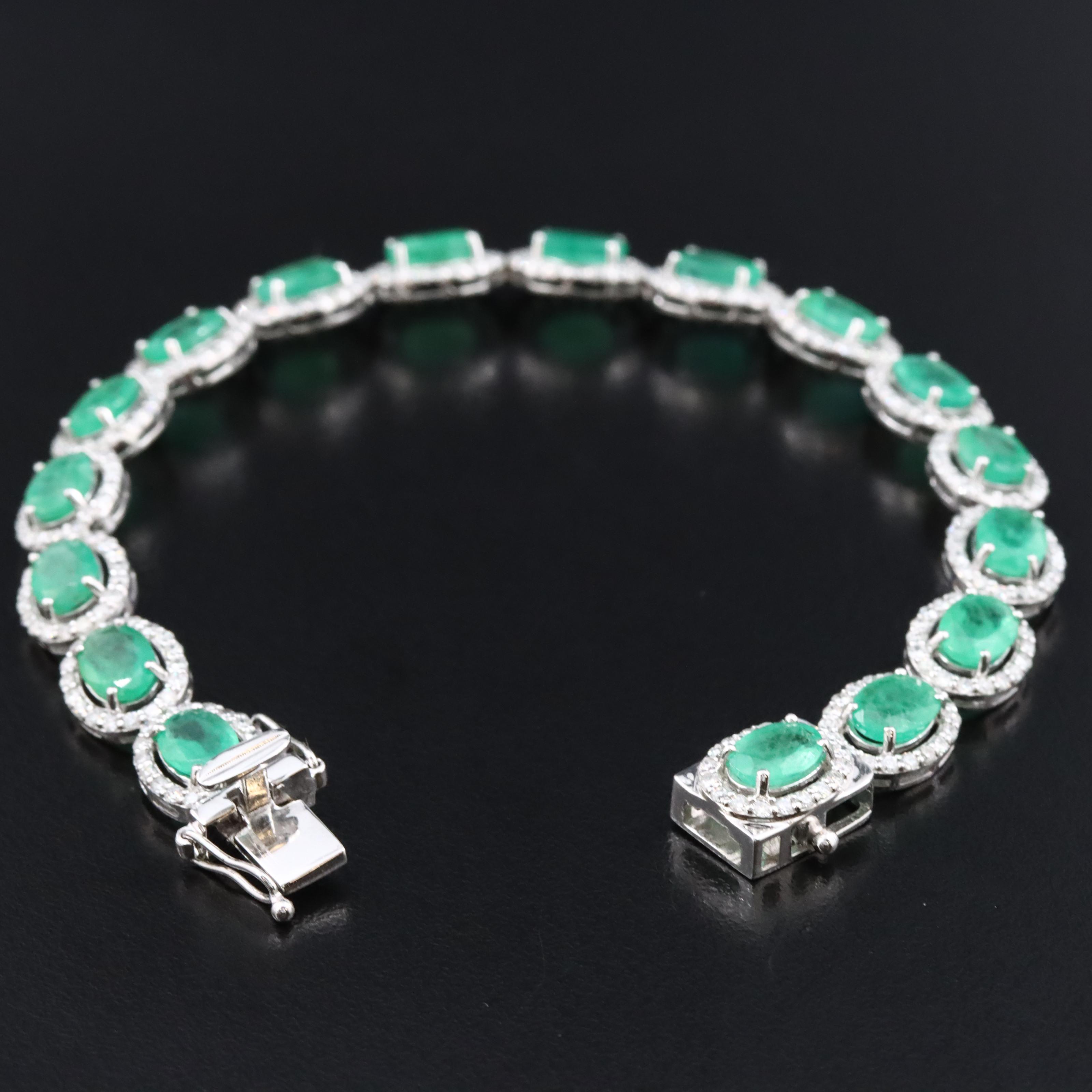 Oscar Friedman Platinum Emerald and Diamond Bracelet