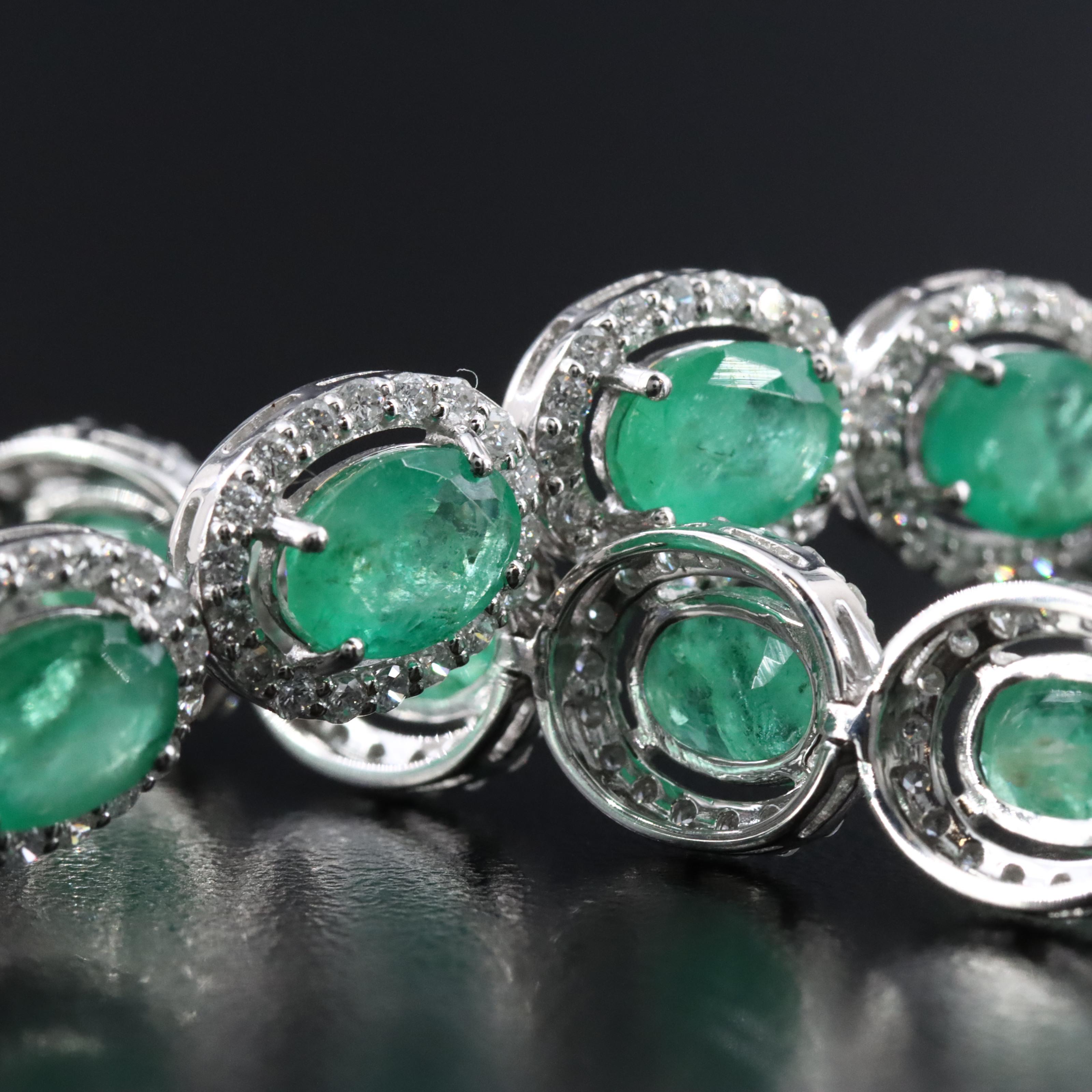 Oscar Friedman Platinum Emerald and Diamond Bracelet