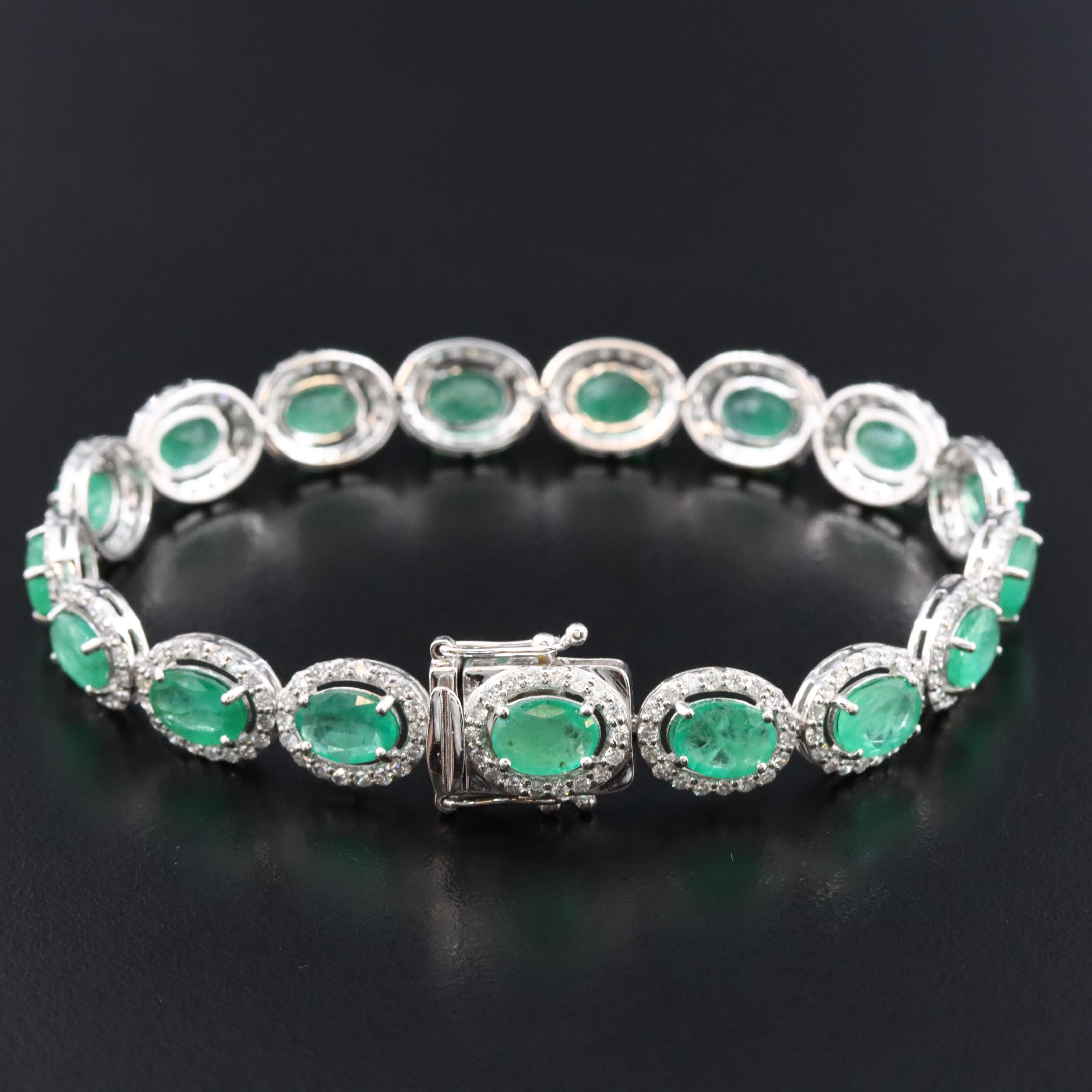 Oscar Friedman Platinum Emerald and Diamond Bracelet