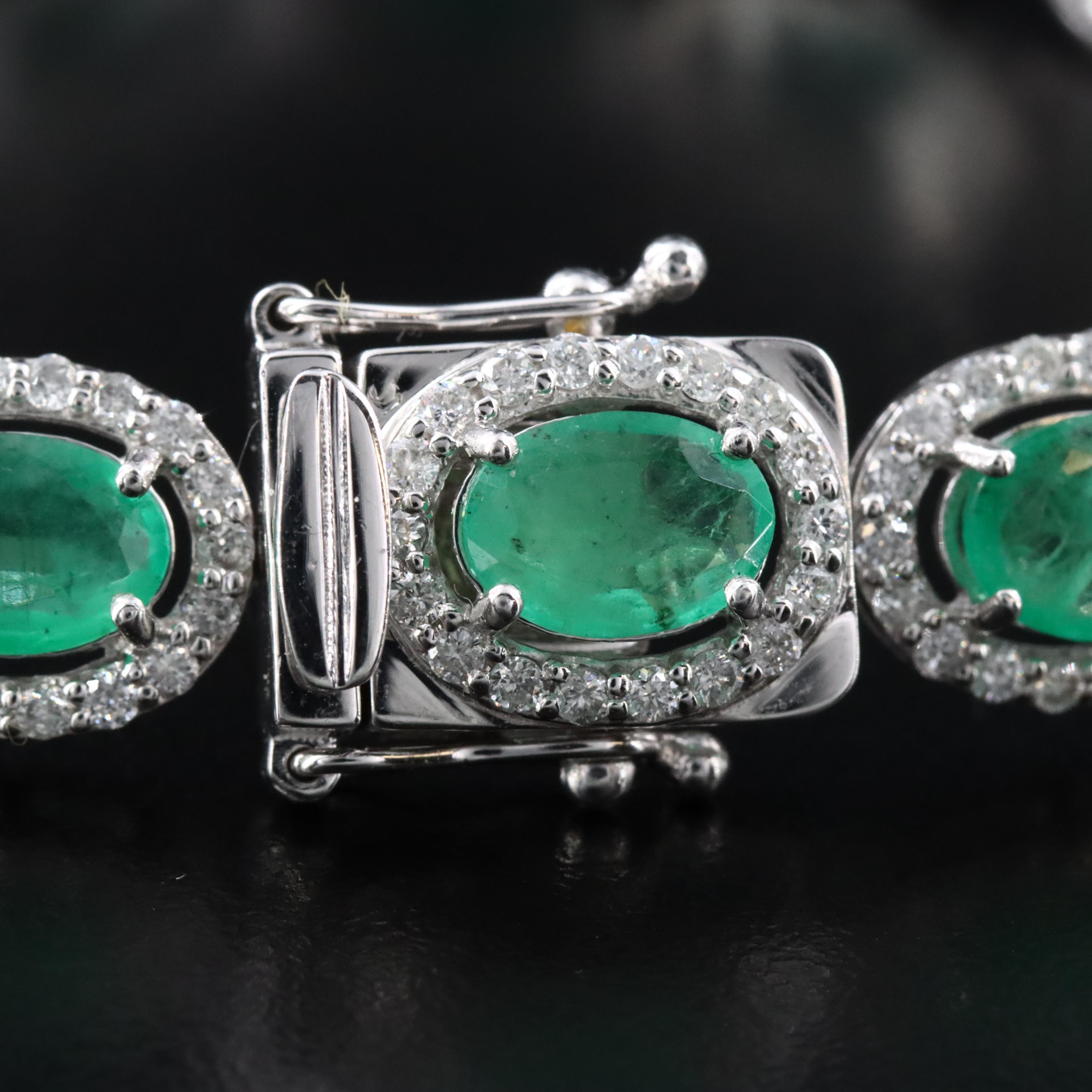 Oscar Friedman Platinum Emerald and Diamond Bracelet