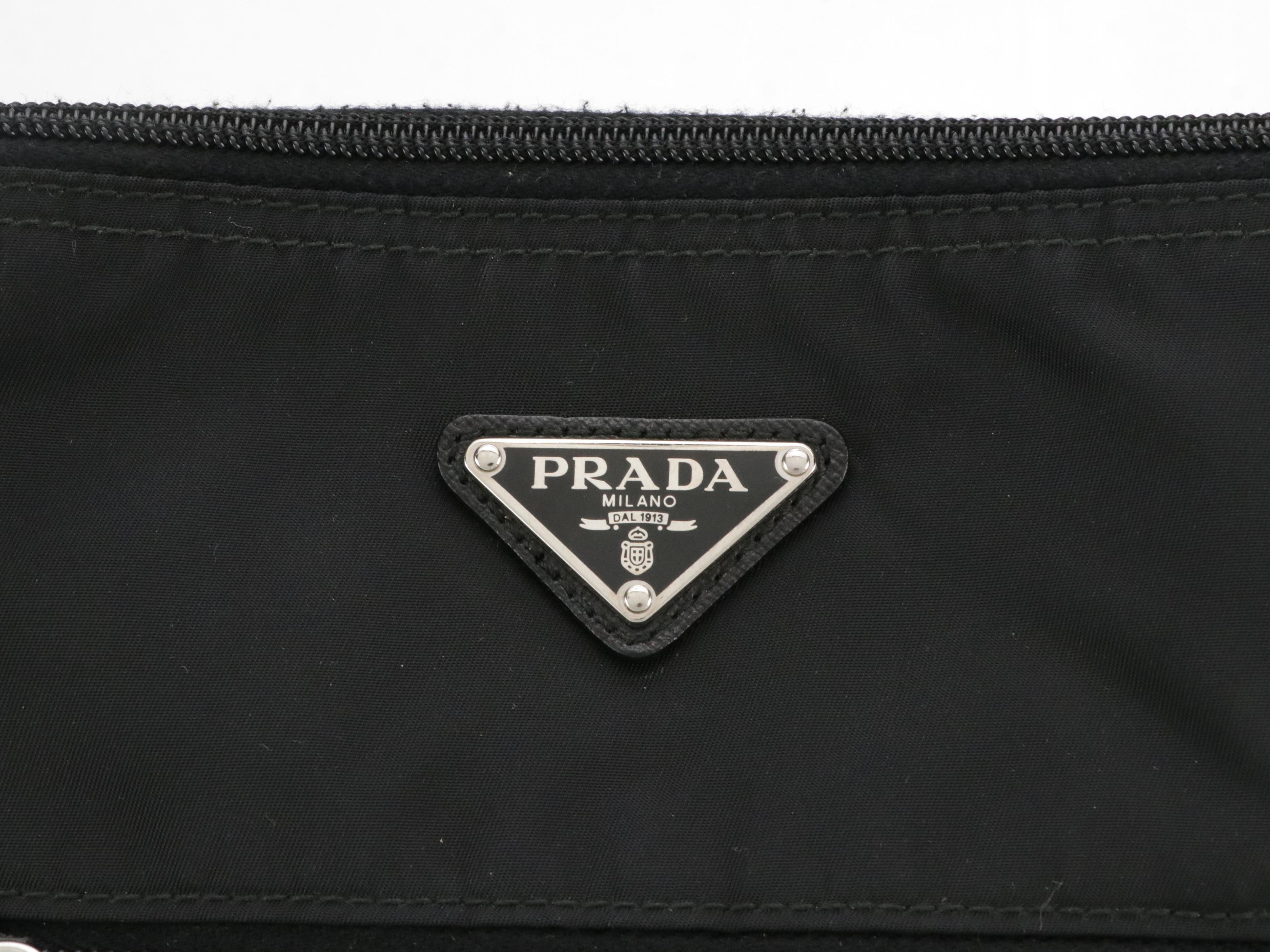 Prada Front Zip Pocket Crossbosy Bag in Black Tessuto Nylon
