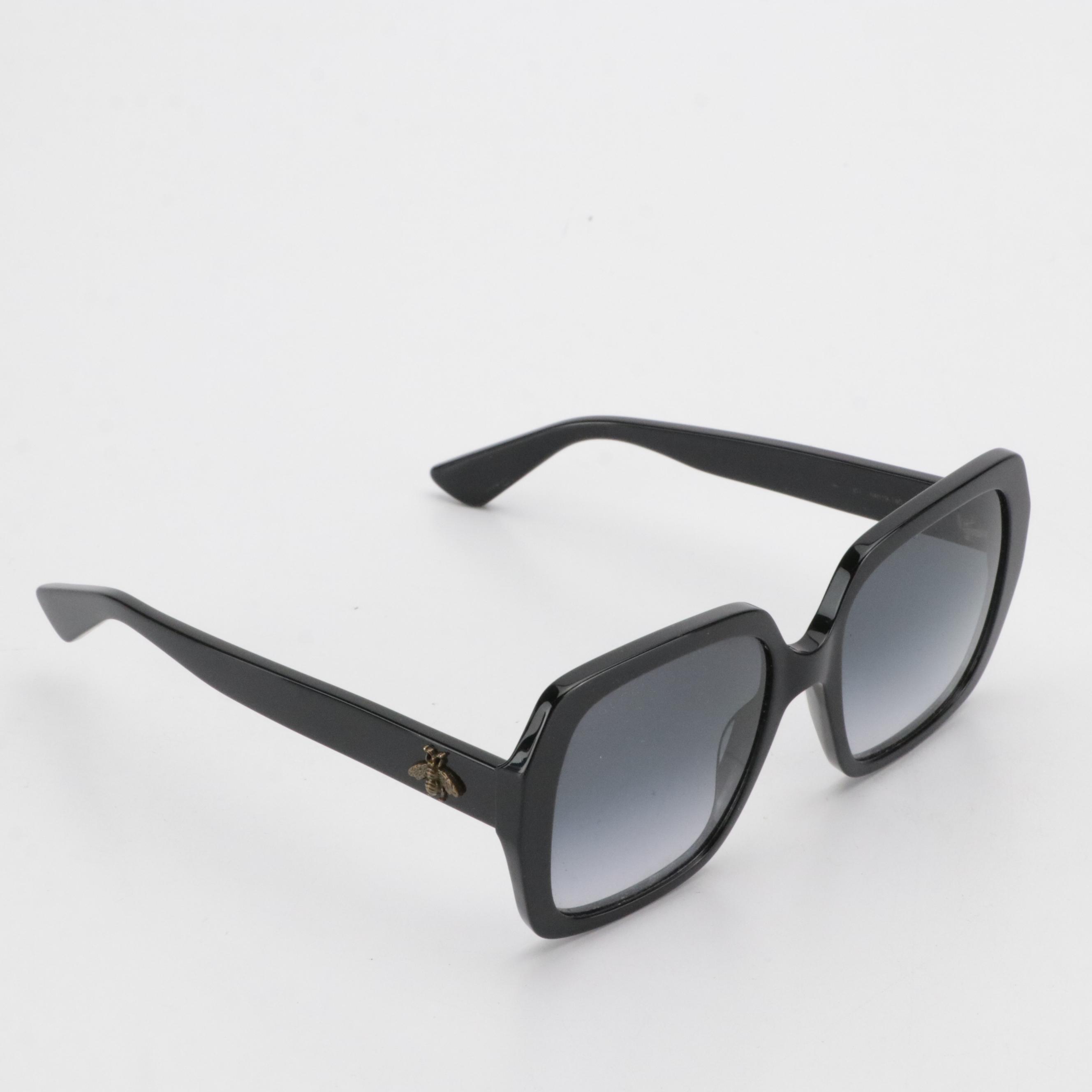 Gucci GG0096S1 001 Black Oversized Square Sunglasses in Case