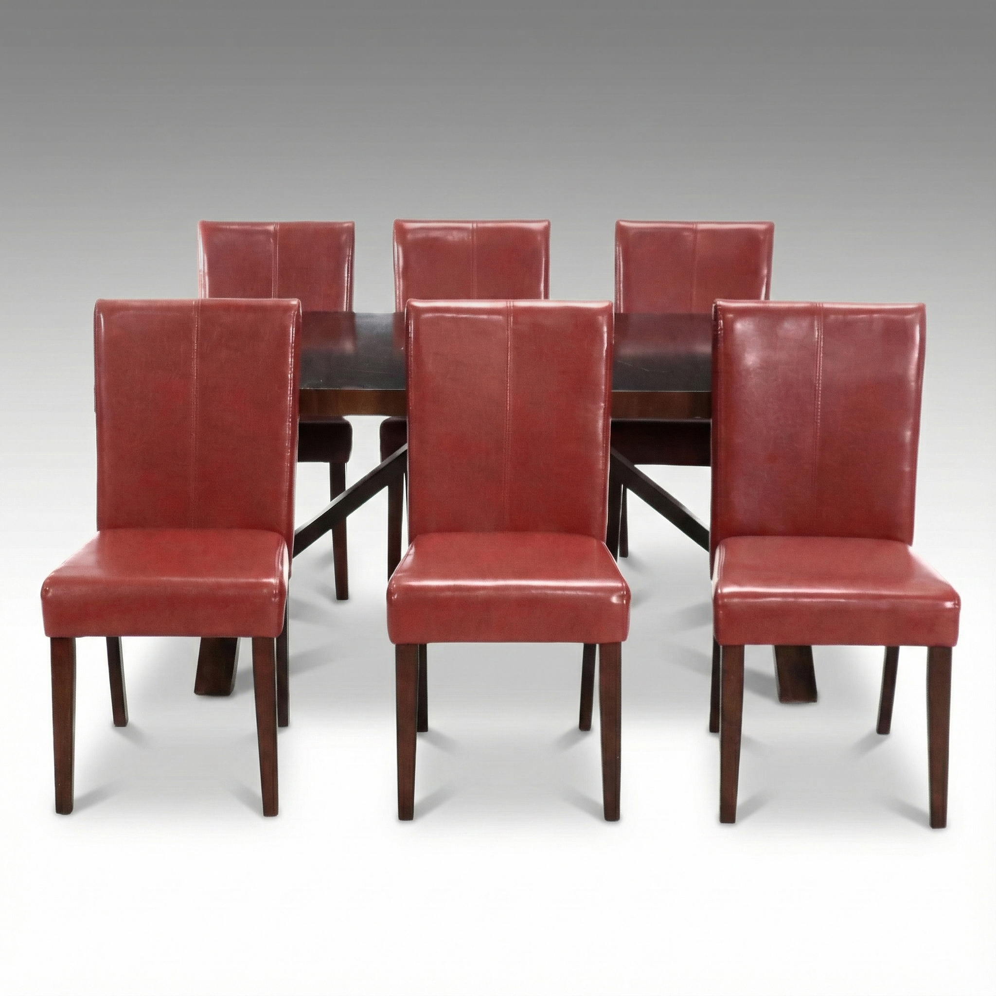 Kuolin Tropical Hardwood Dining Table with End Leaves and Six Dining Chairs