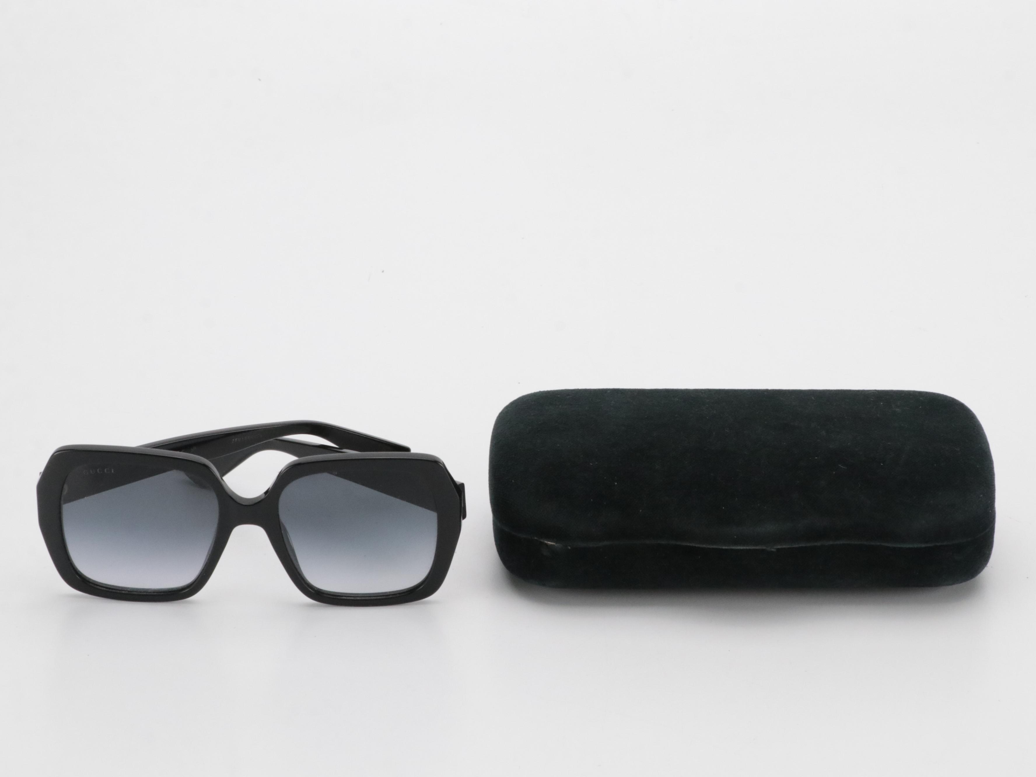 Gucci GG0096S1 001 Black Oversized Square Sunglasses in Case