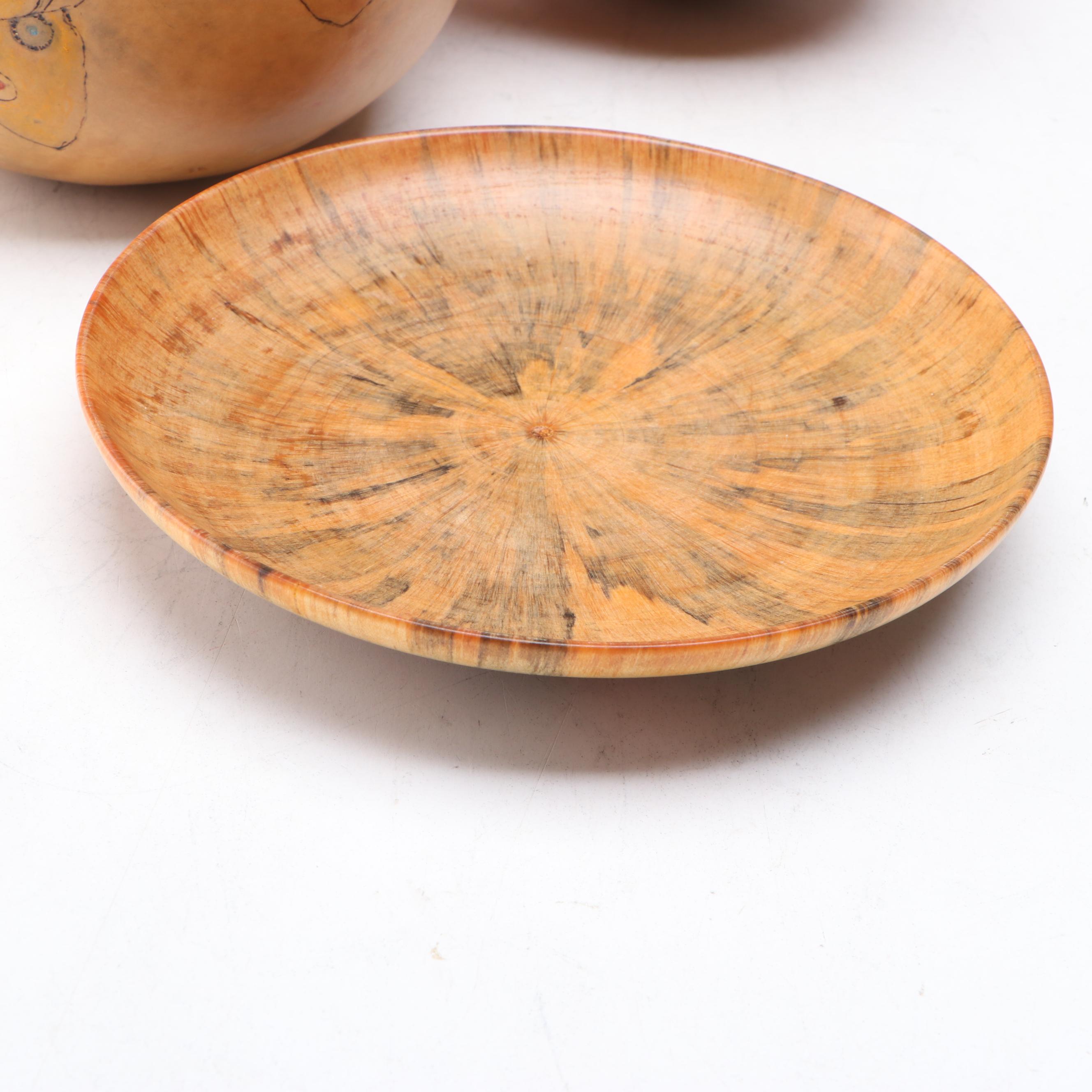 Knud Øland Captive Ring Goblet with More Turned Wood and Gourd Tableware