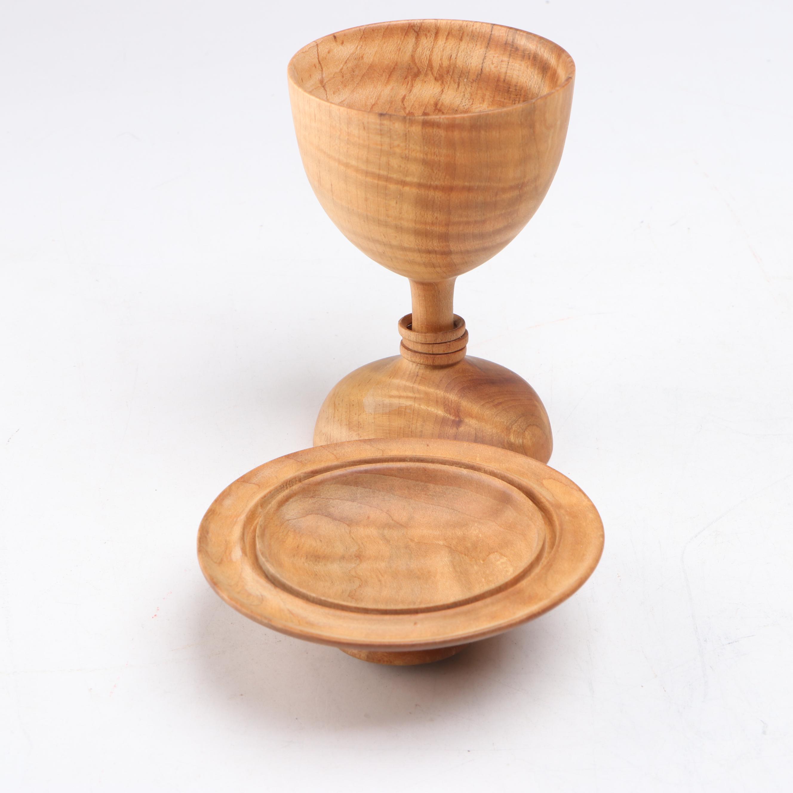 Knud Øland Captive Ring Goblet with More Turned Wood and Gourd Tableware
