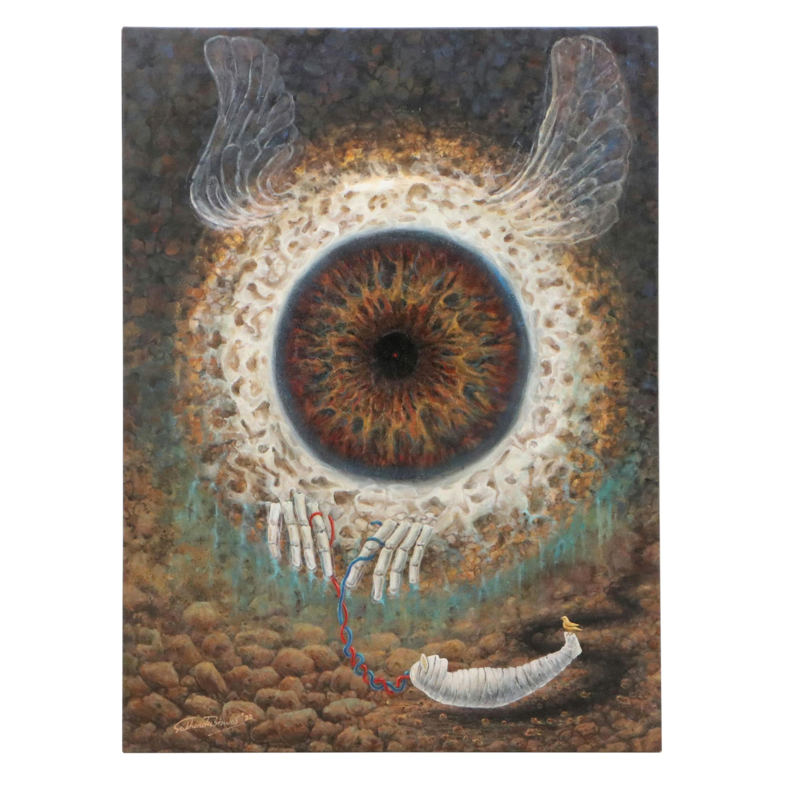 Subhendu Biswas Acrylic Painting "Journey & Judge," 2022