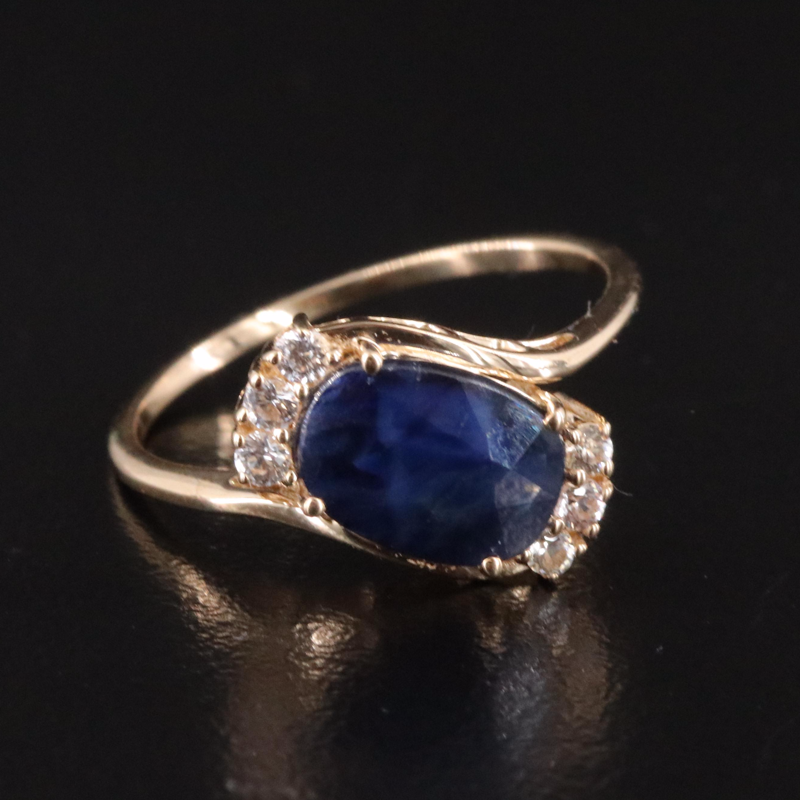 14K 1.61 CT Sapphire and White Sapphire Ring