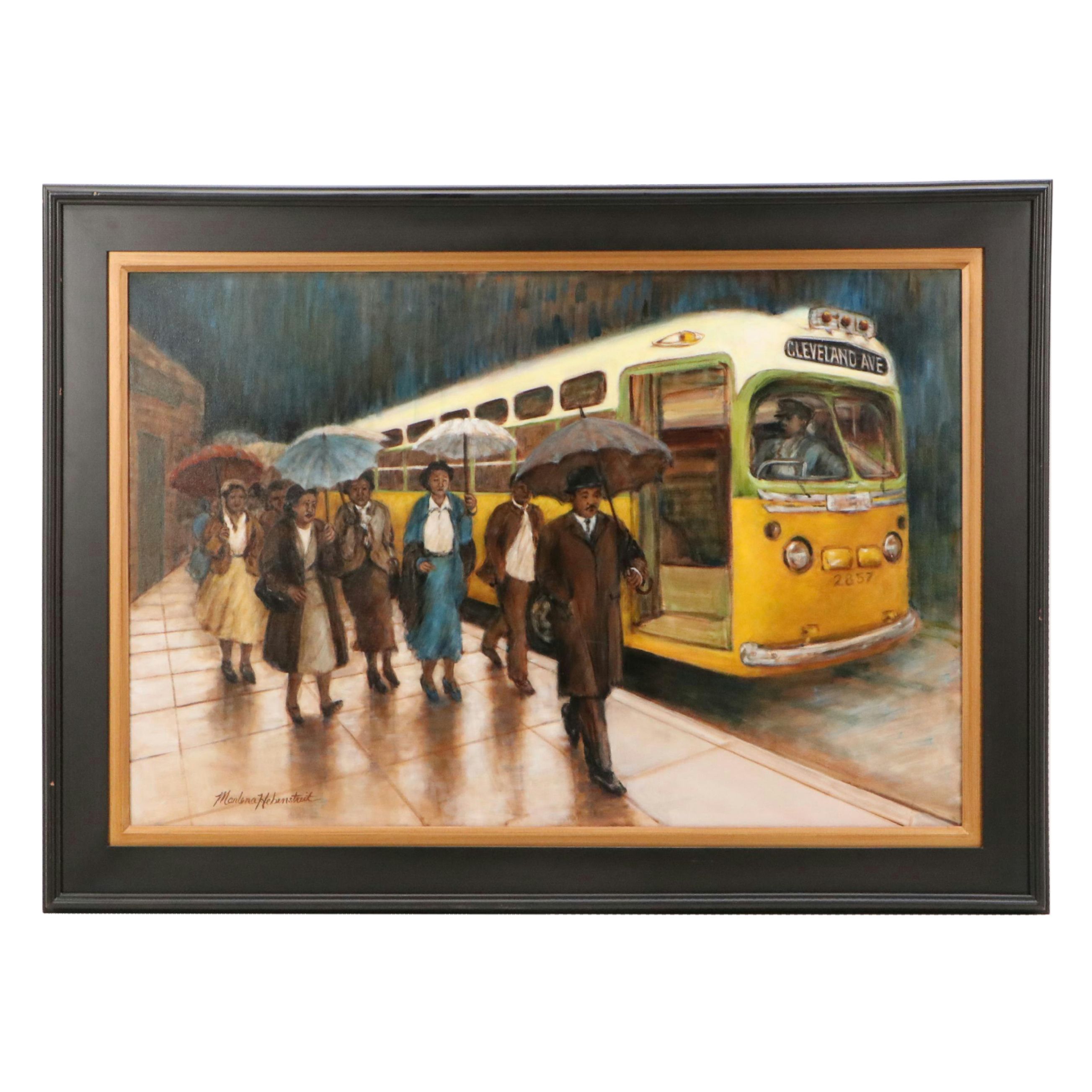 Marlena Hebenstreit Oil Painting "Montgomery Bus Boycott," 21st Century