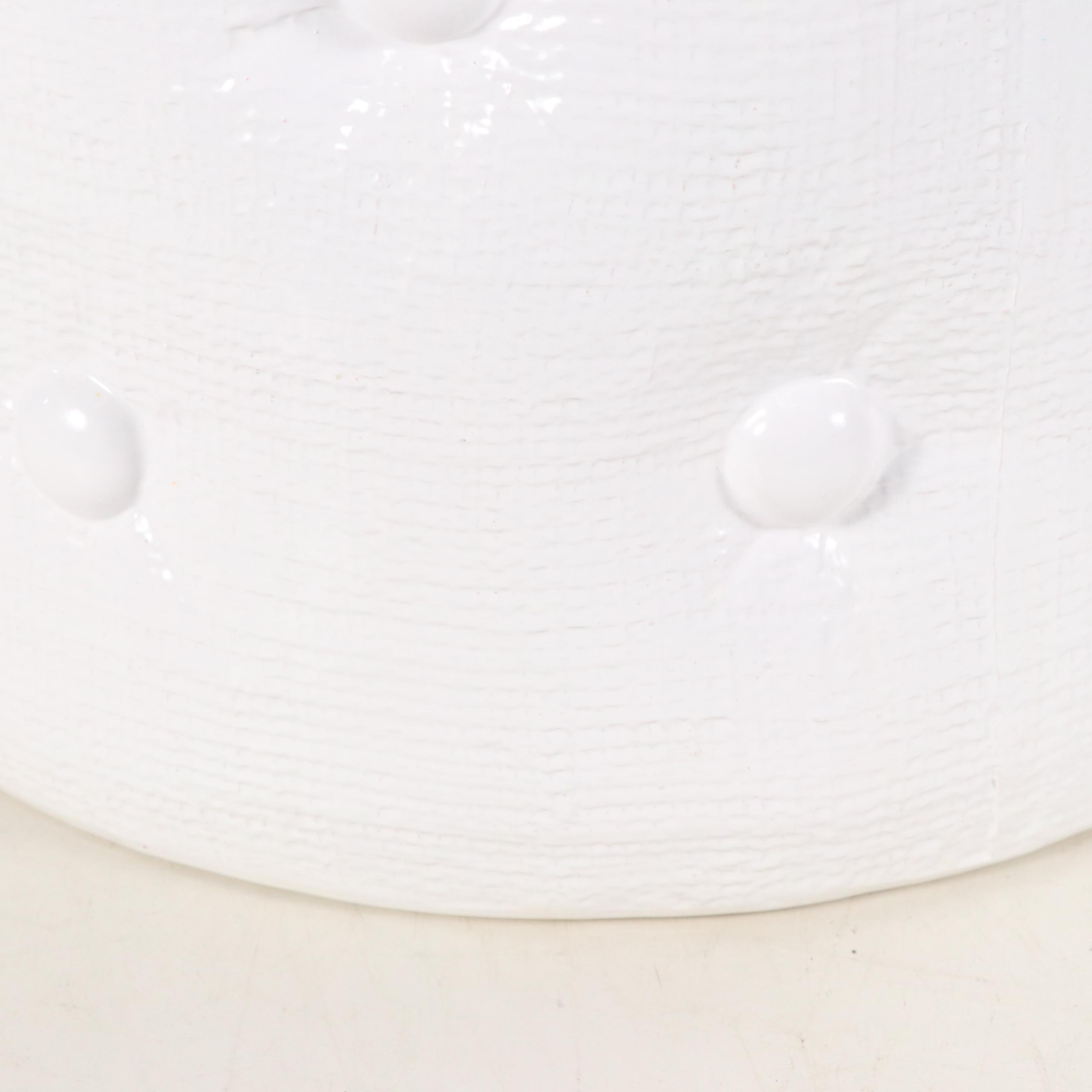 Trompe-l'œil Button-Tufted White Ceramic Garden Seat