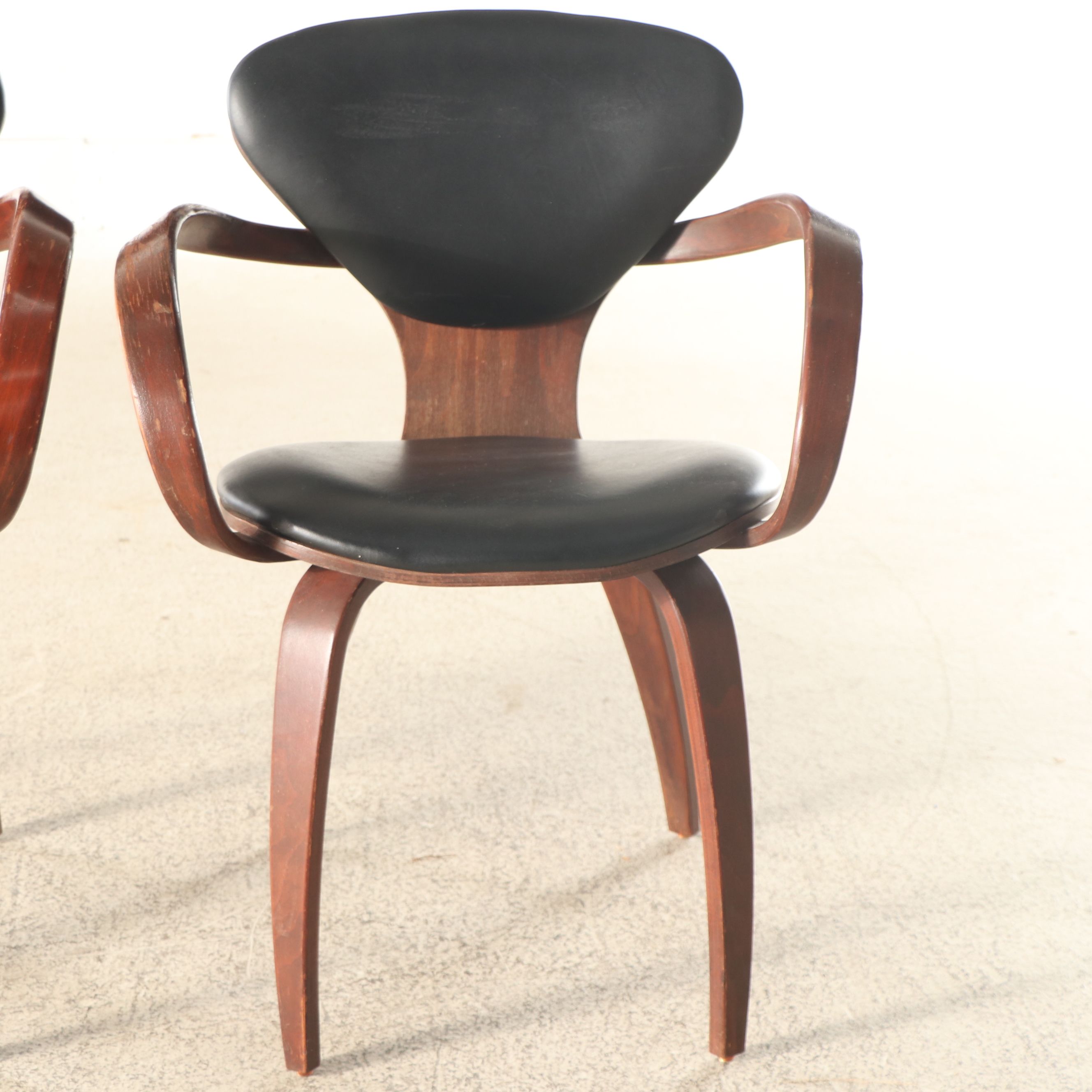 Pair of Norman Cherner for Plycraft "Pretzel" Walnut Bentwood Armchairs
