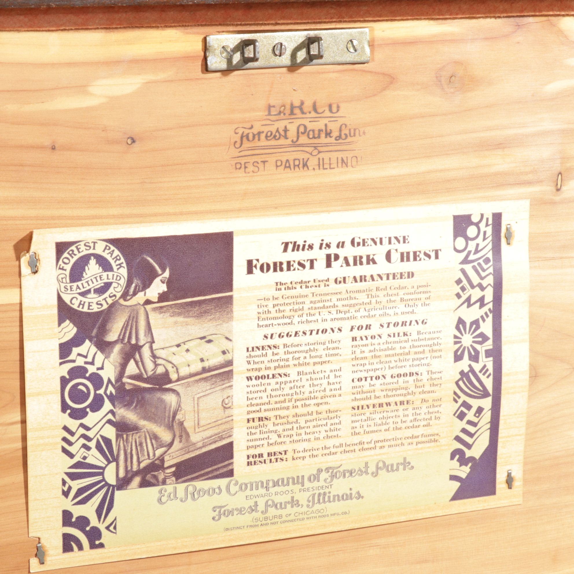 Ed Roos "Forest Park" Jacobean Style Mahogany Blanket Chest, Mid-20th Century