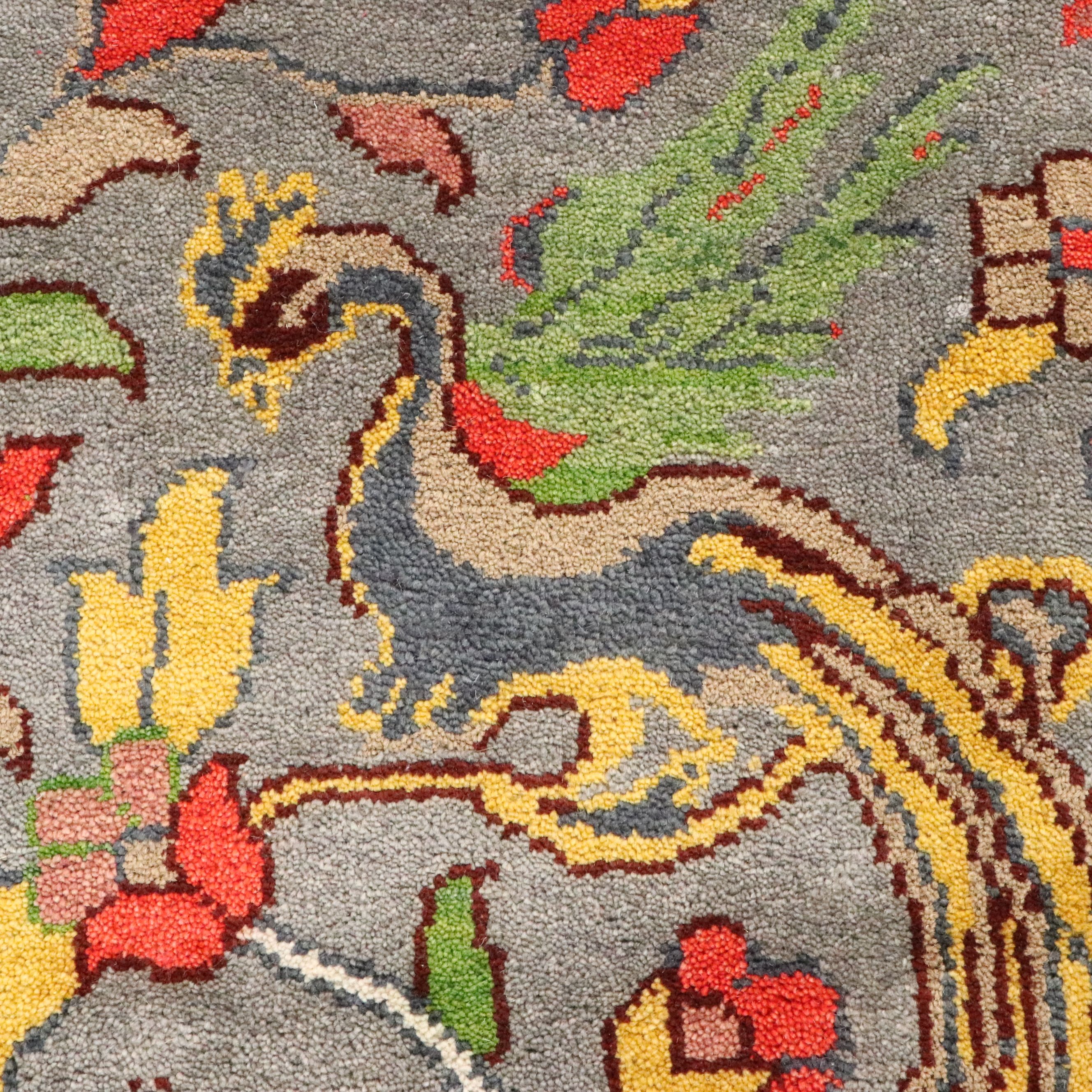 9'2 x 12' Hand-Knotted Indian Ziegler Style Garden of Life Room-Sized Rug