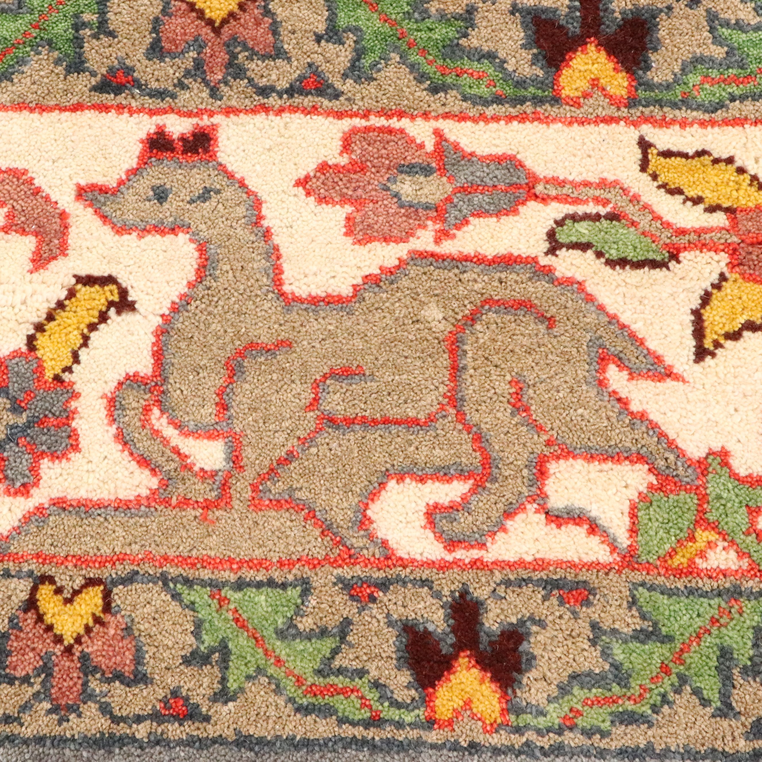 9'2 x 12' Hand-Knotted Indian Ziegler Style Garden of Life Room-Sized Rug