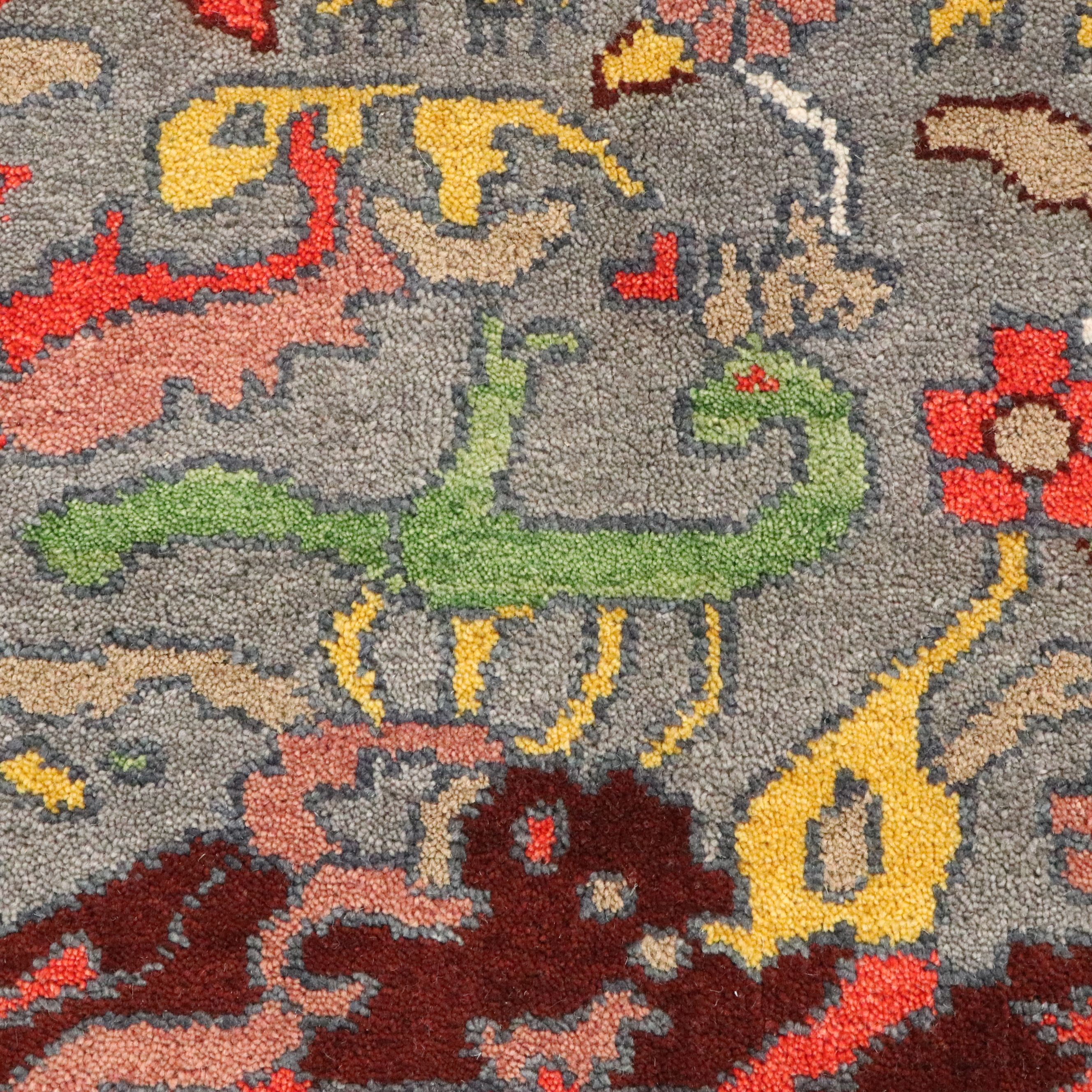 9'2 x 12' Hand-Knotted Indian Ziegler Style Garden of Life Room-Sized Rug