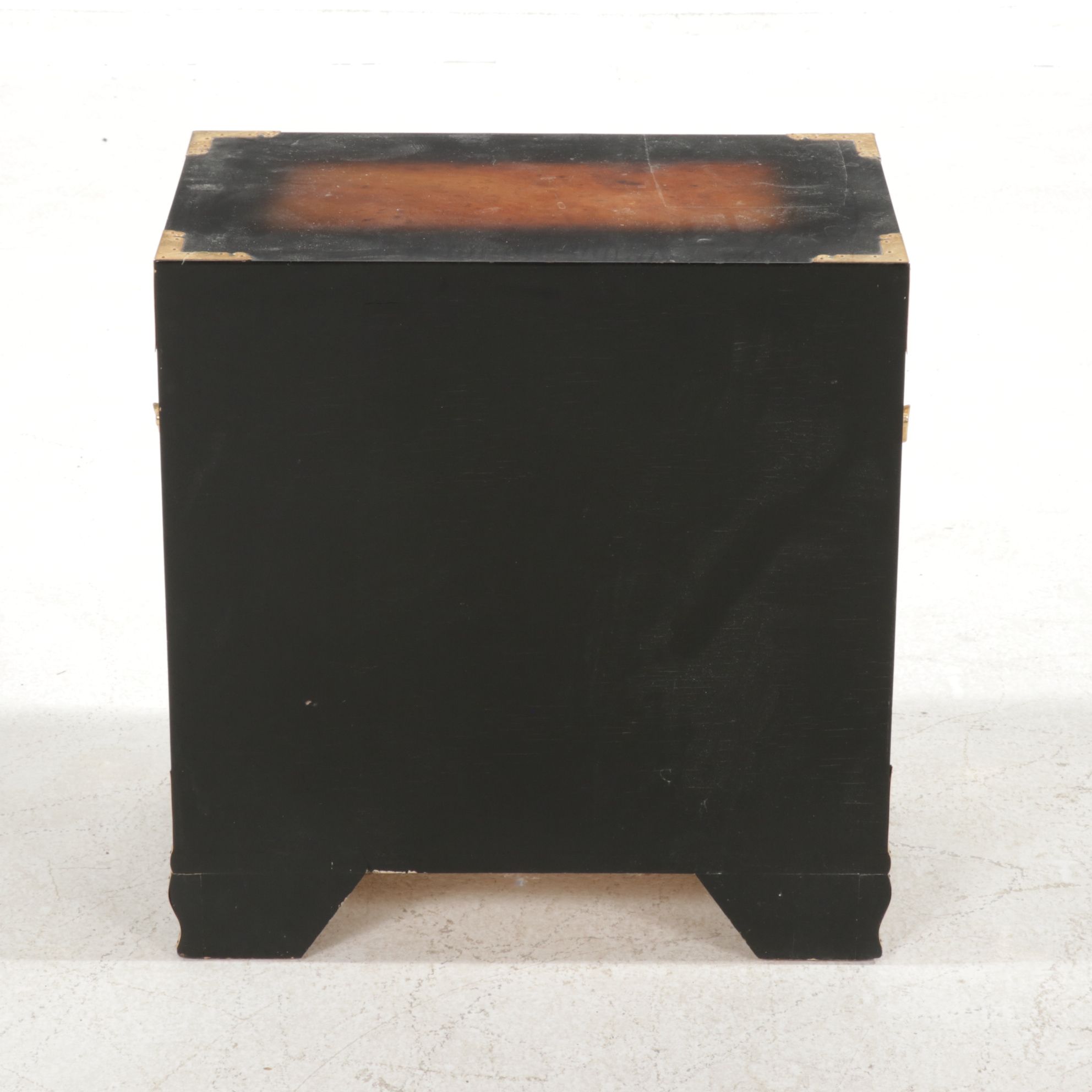 Chinese Style Burlwood Small Cabinet with Brass Accents