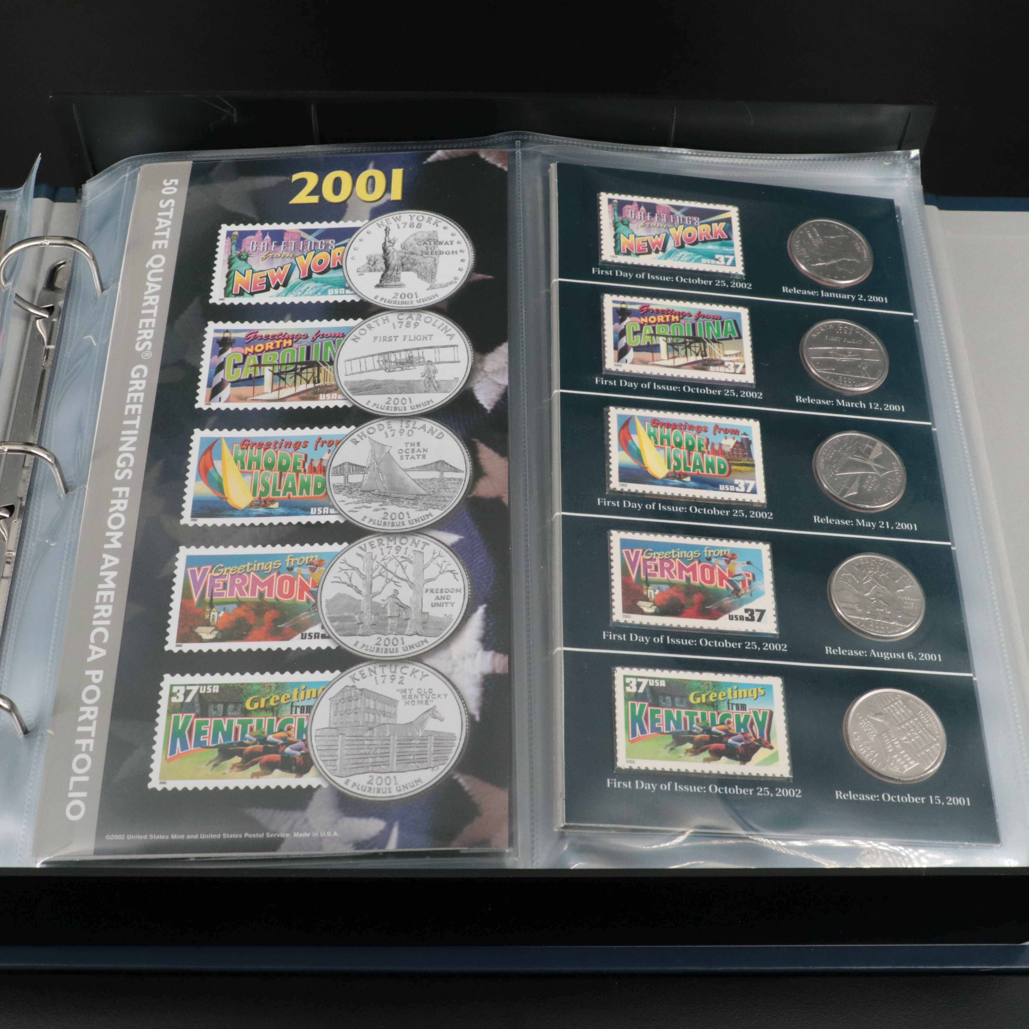 "50 State Quarters Greetings from America Portfolio Album" Coin and Stamp Set