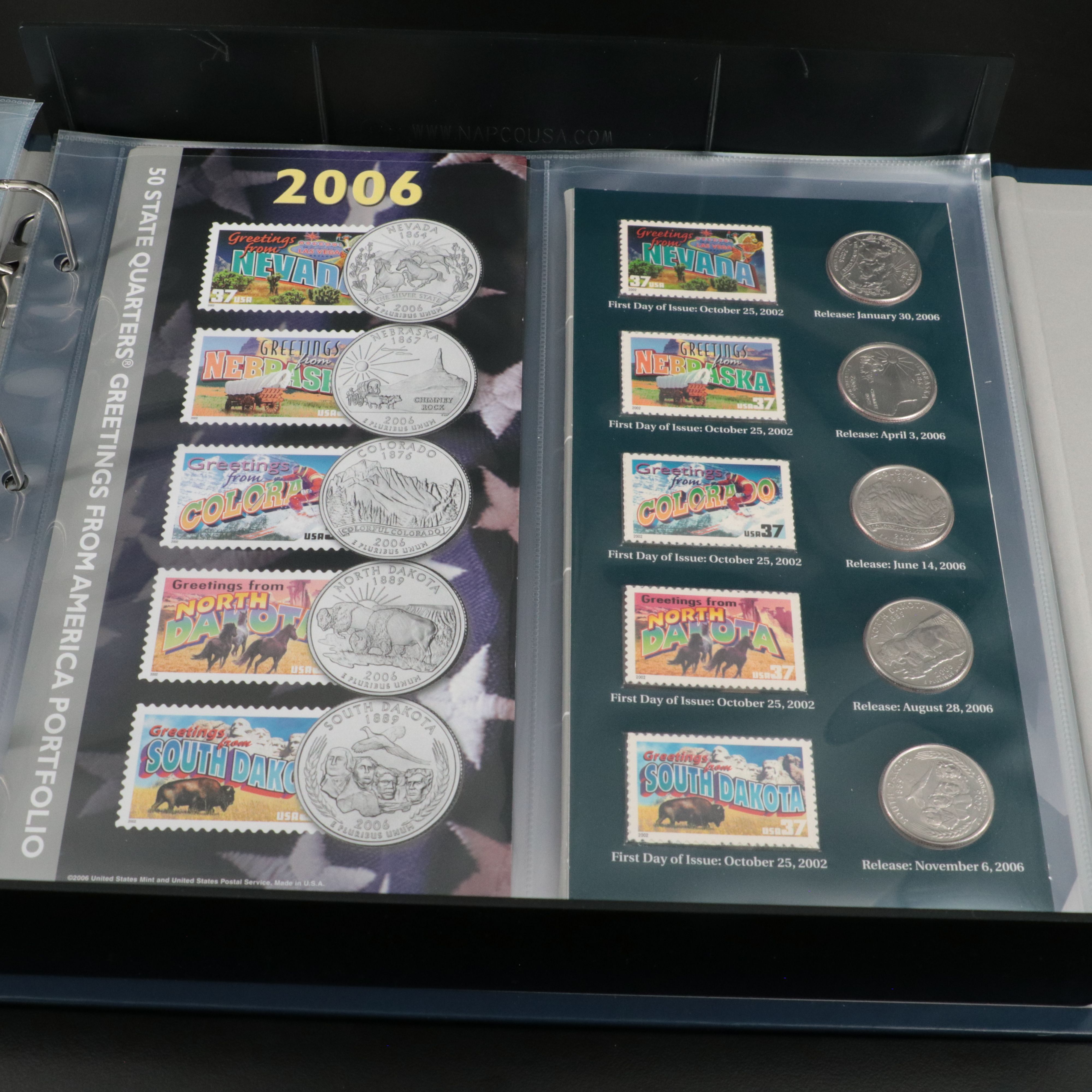 "50 State Quarters Greetings from America Portfolio Album" Coin and Stamp Set