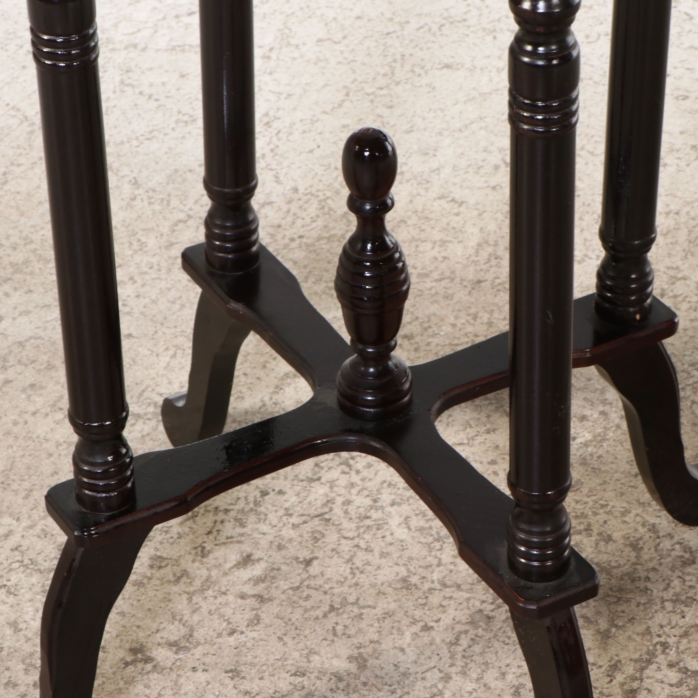 Victorian Style Mahogany Plant Stand with Marble Top