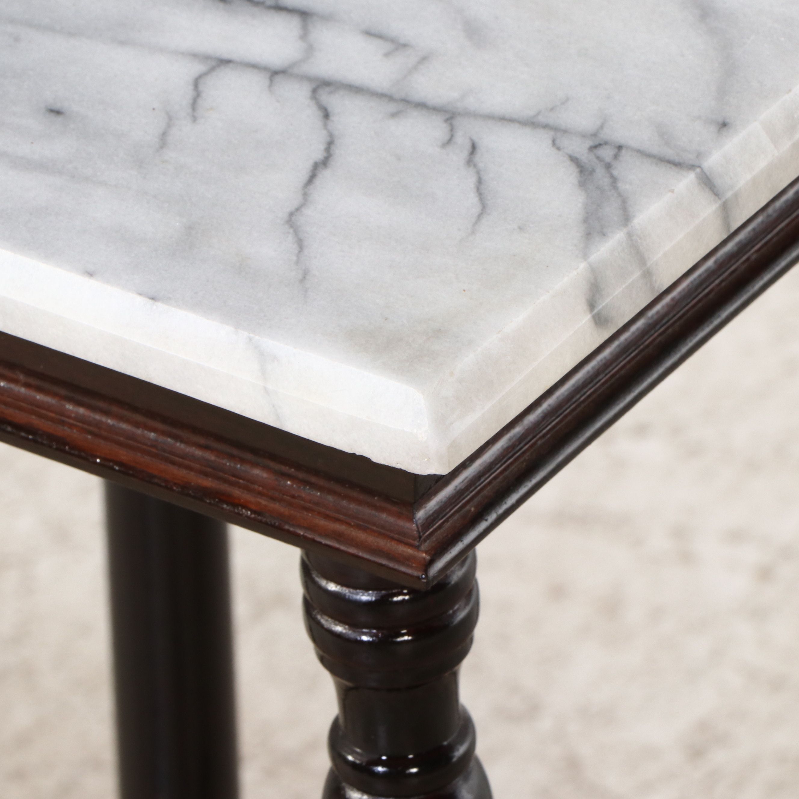 Victorian Style Mahogany Plant Stand with Marble Top